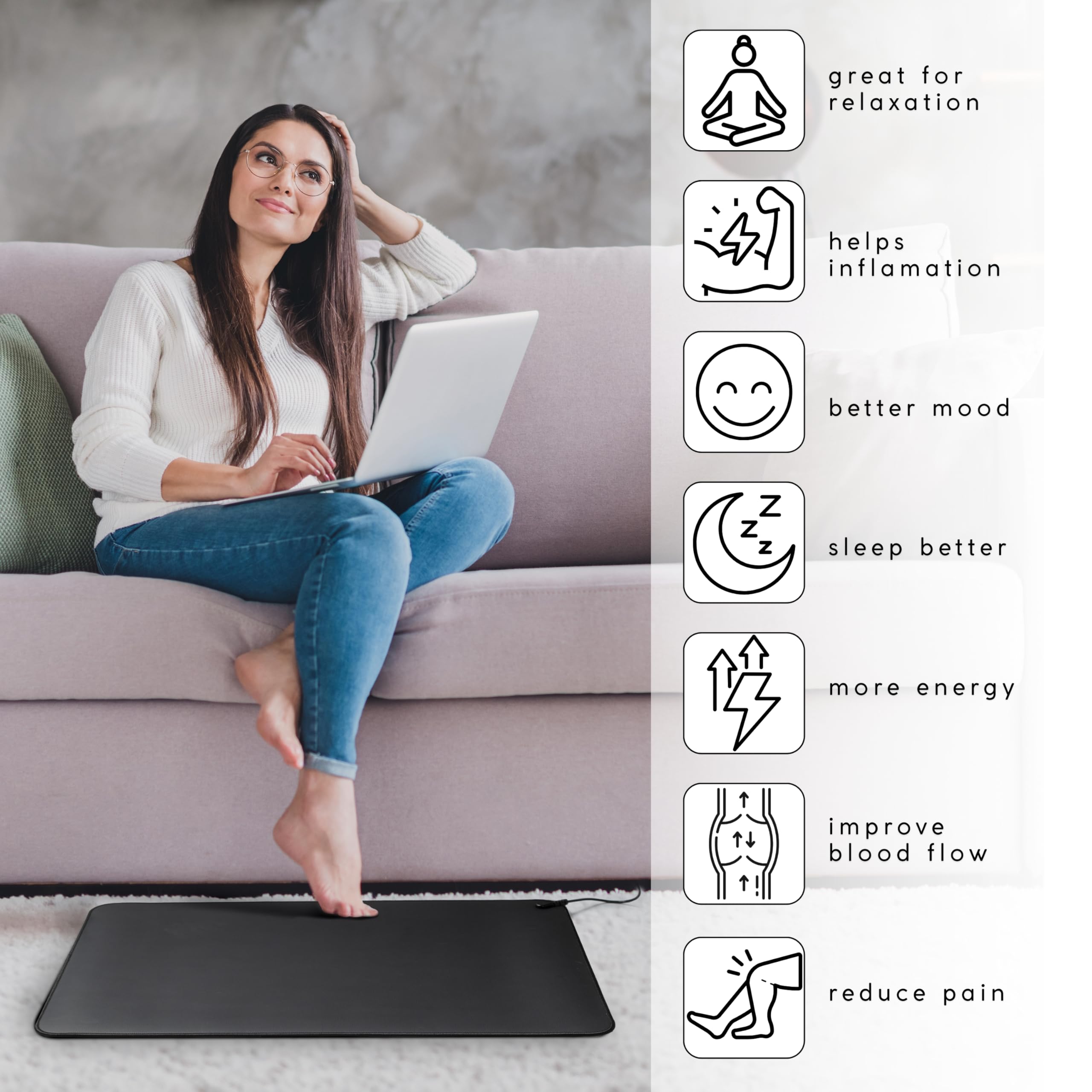 Tapis de mise à la terre Becsun pour sommeil doux et repos.