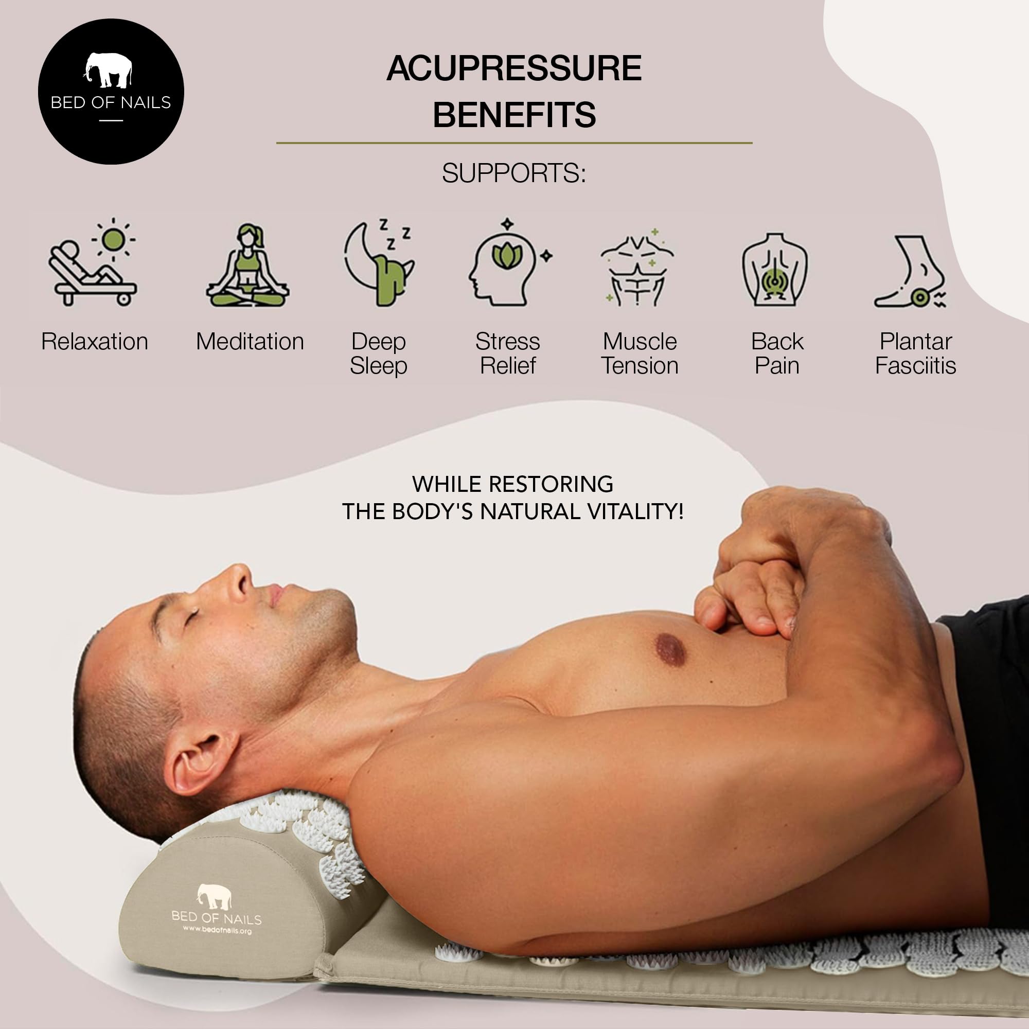 Bed of Nails coussin d acupression – confort ciblé pour cou et épaules.