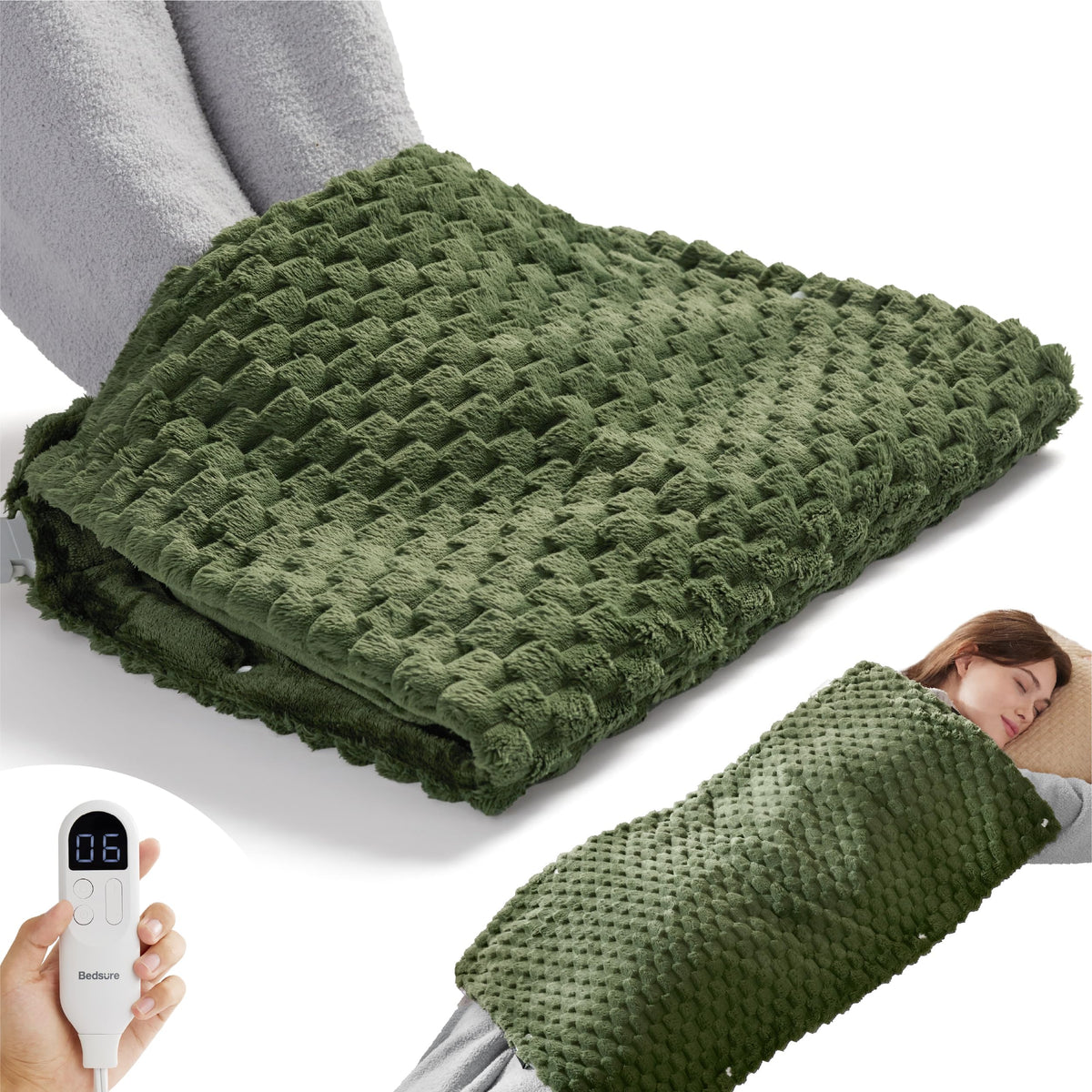 Bedsure chauffe-pieds ample 20x33 en flanelle, confort pour pieds fatigués