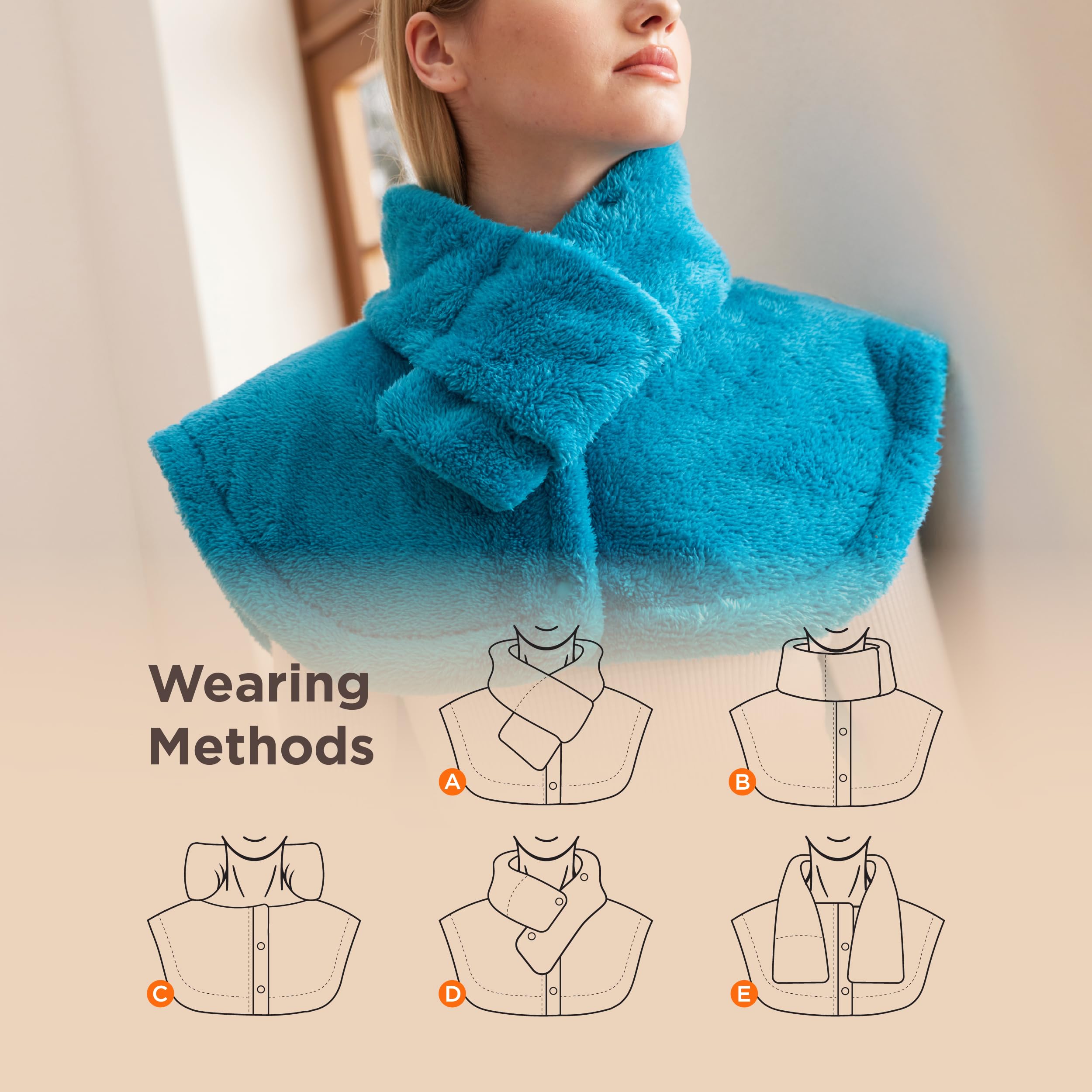 Bedsure Wrap Heating Pad mode longue durée, chaleur douce durable.
