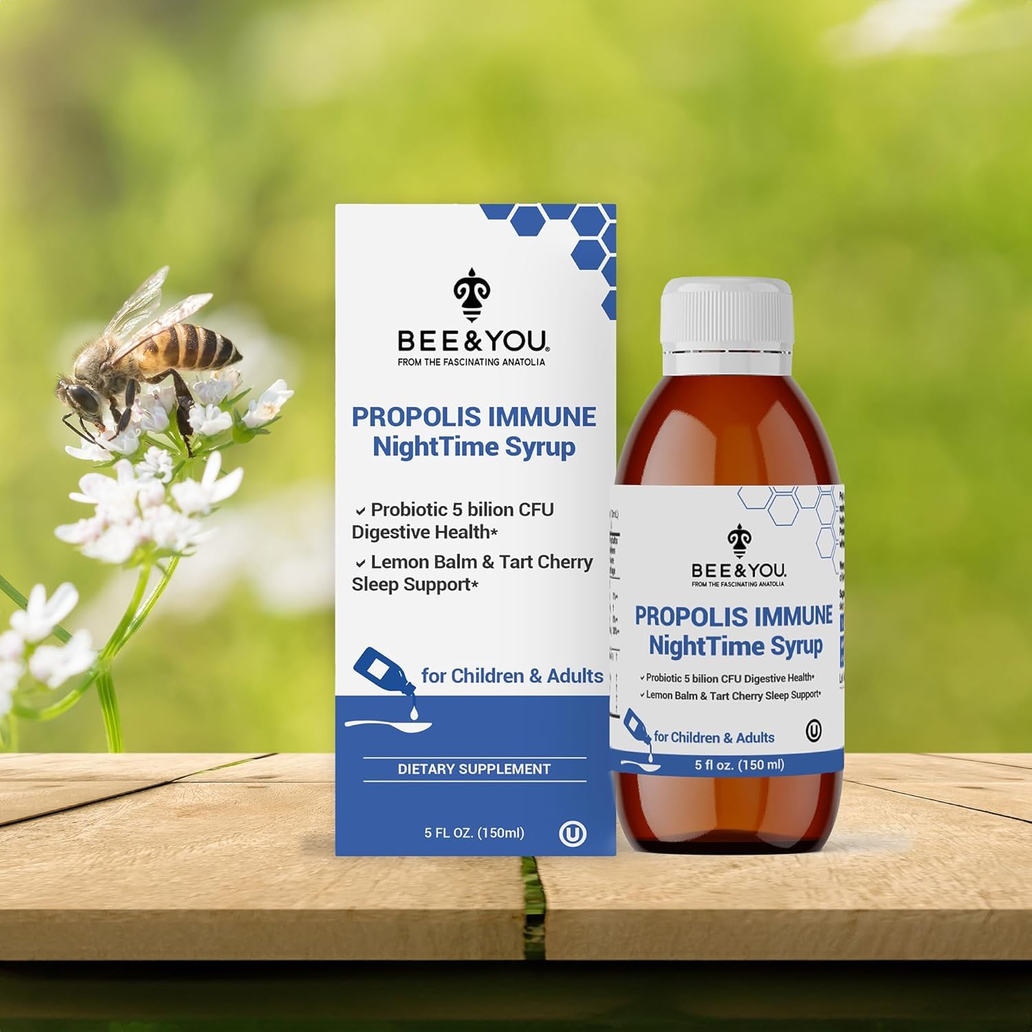 Bee & You Propolis Nuit Sirop – probiotiques microencapsulés pour la digestion.