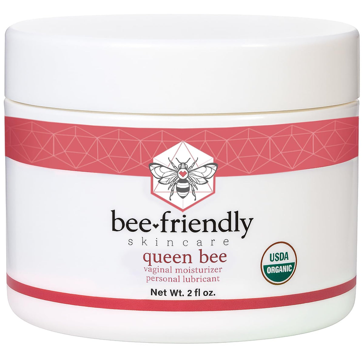 BeeFriendly crème vaginale organique en bouteille 2oz, hydratation douce pour zones sensibles.