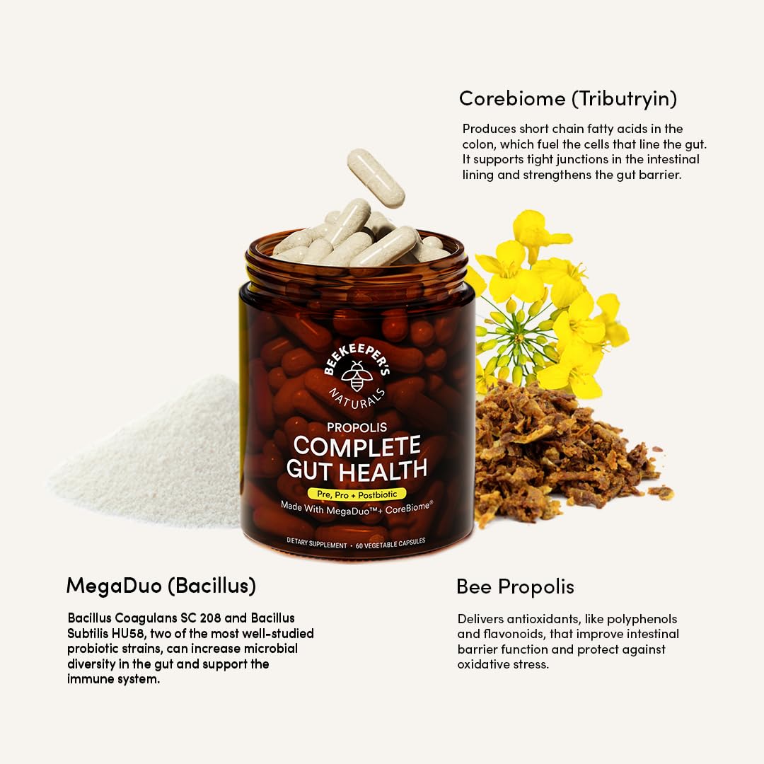 Beekeeper's Naturals Complete Gut Health – Capsule végétarienne sans gélatine