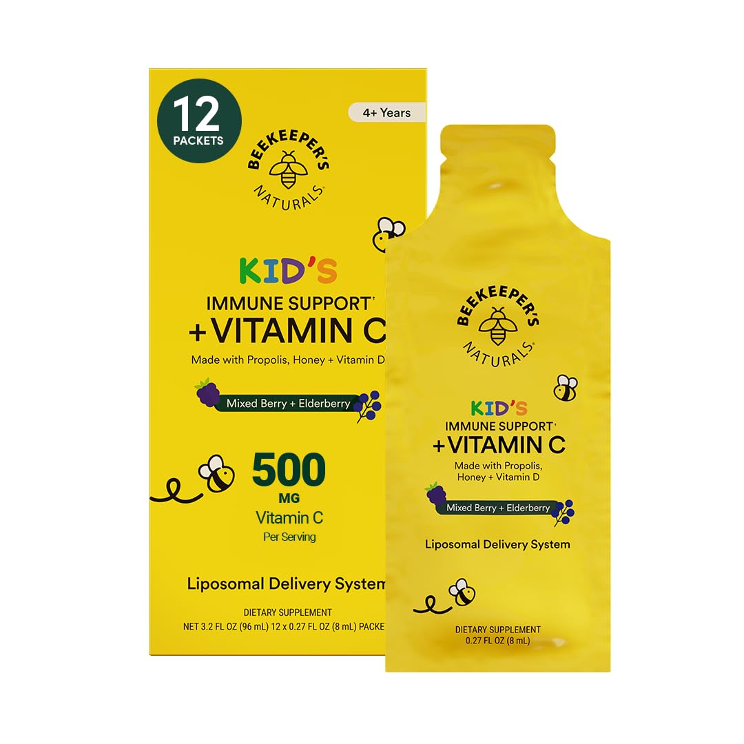 Beekeeper's Naturals Immunité Enfant liposomale vitamine C, sachet facile à boire.