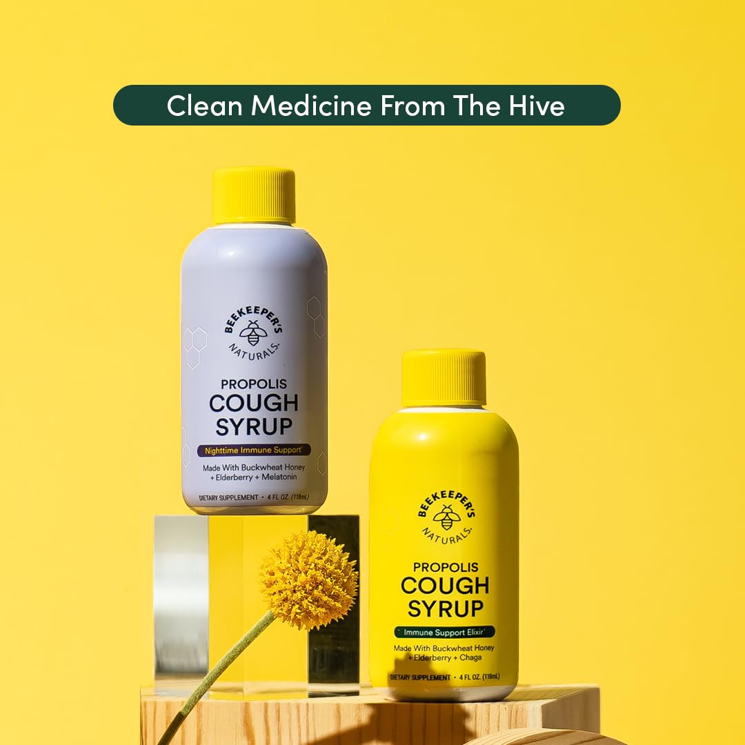 Beekeeper's Naturals Propolis – emballage et visuel du produit diurne.