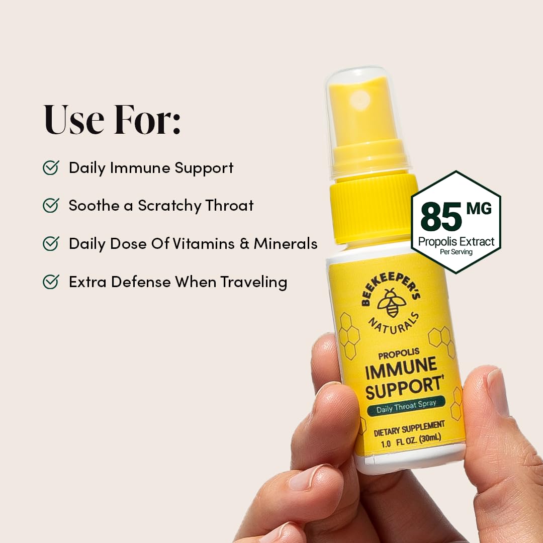 Beekeeper's Naturals Propolis Spray – application confortable pour irritations.
