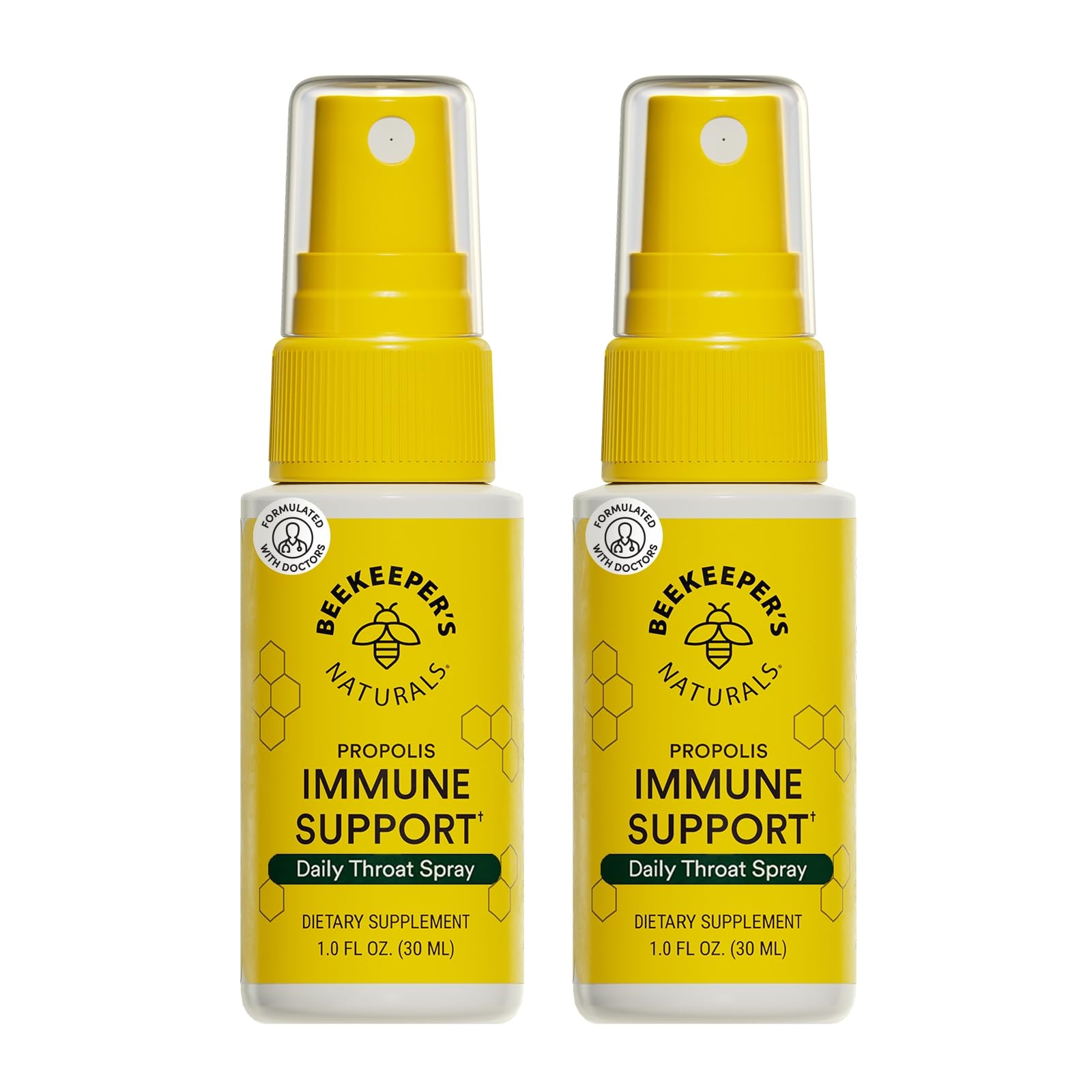 Beekeeper's Naturals Propolis Spray, bouteille prête à apaiser la gorge.