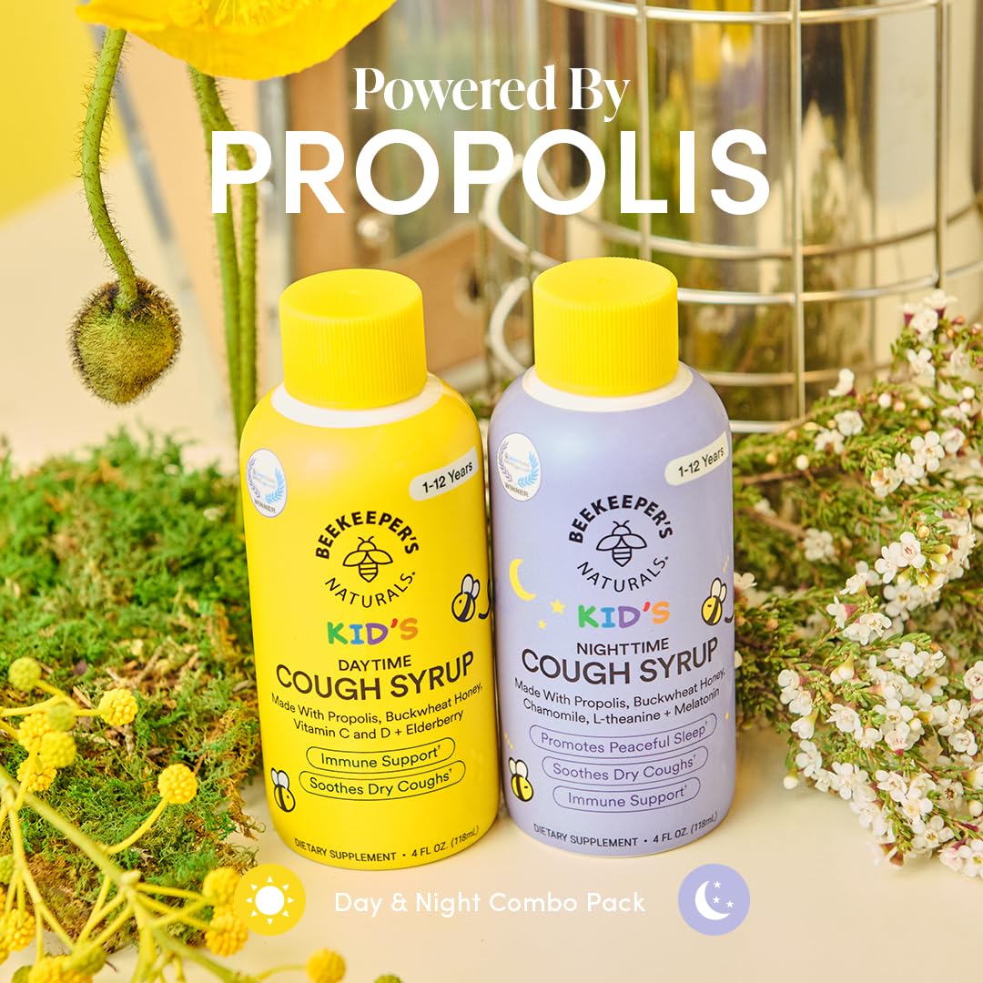 Beekeeper's Naturals Sirop Toux Enfants Jour – bouteille facile à doser.