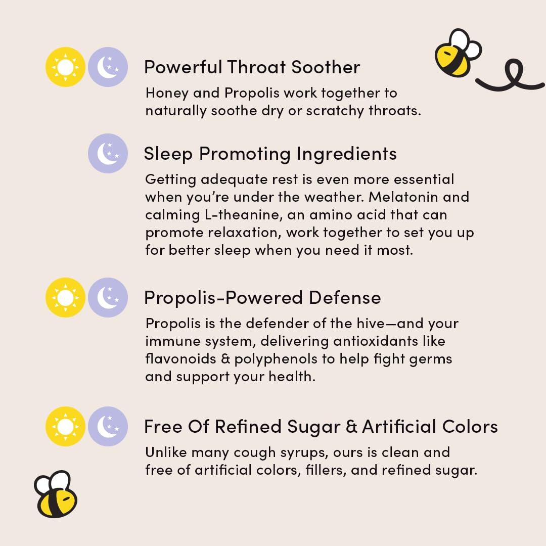 Beekeeper's Naturals Sirop Toux Enfants Nuit – soutien respiratoire pendant le sommeil.