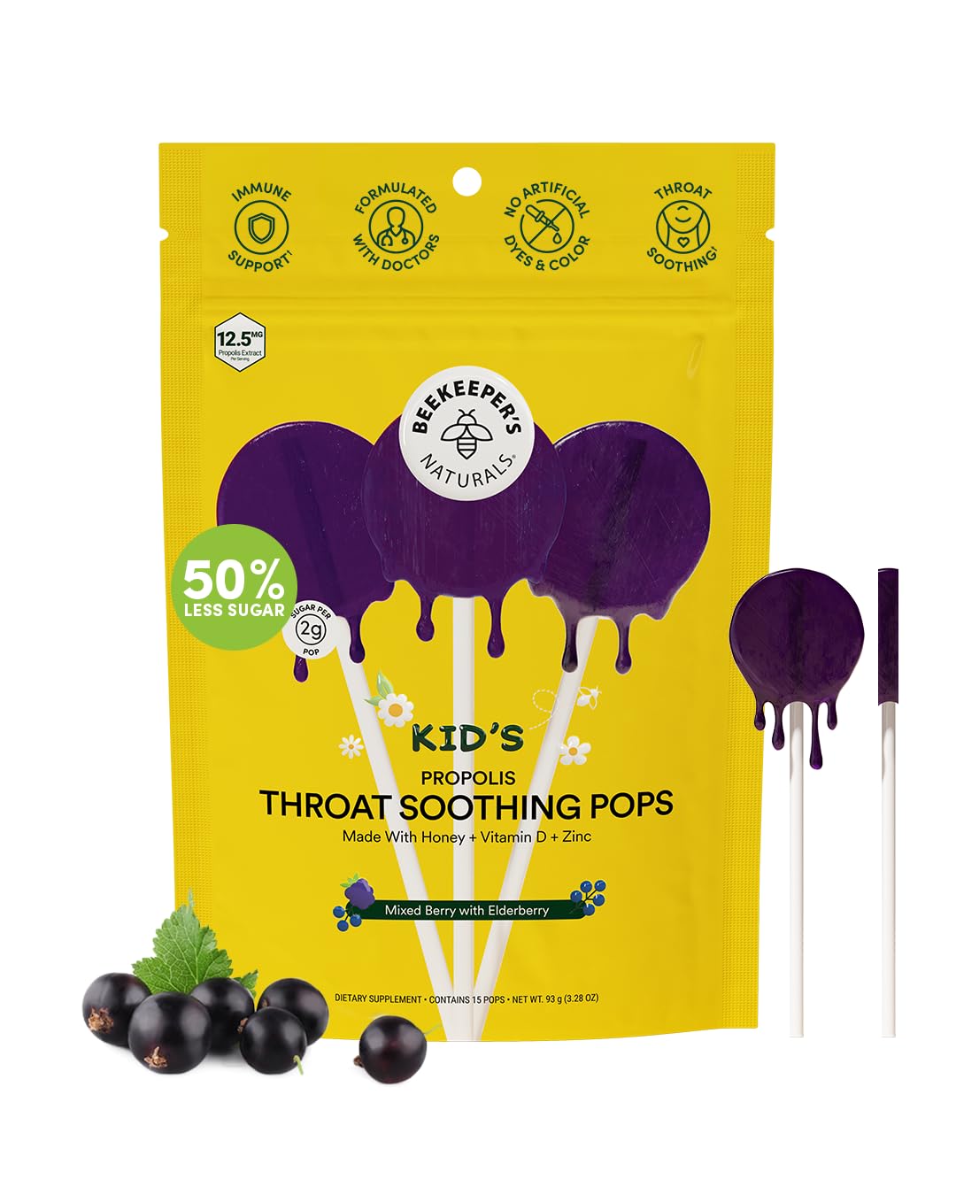 Beekeeper's Naturals sucette gorge enfant saveur Myrtille-Sureau, apaisement potentiel.