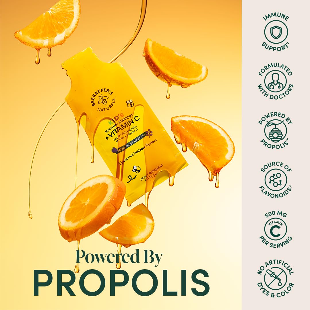 Beekeeper's Naturals Vitamine D et Propolis, miel, sachet pratique.