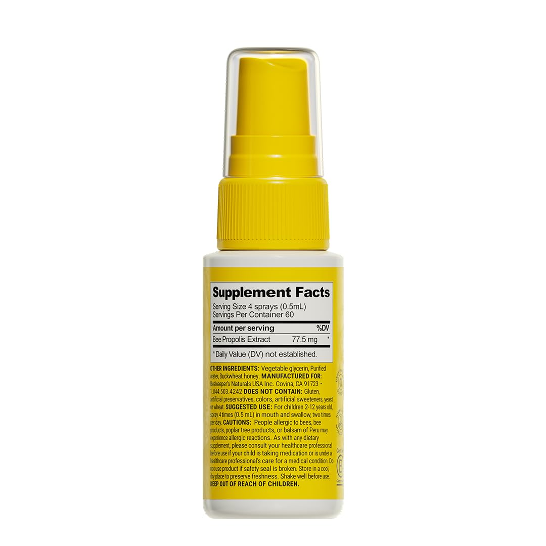 Utilisation quotidienne Beekeeper's Naturals Propolis Enfants, application rapide et pratique.