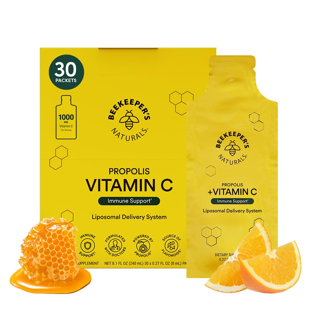 Beekeeper's Naturals Propolis Liposomal Vitamine C en flacon, soutien immunitaire potentiel.