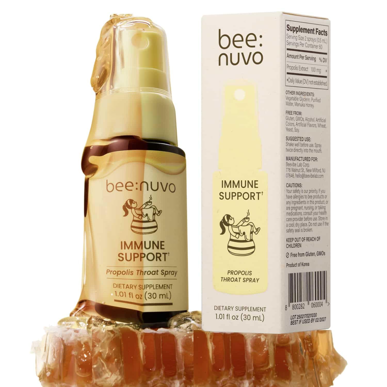 Gouttes Beenuvo Propolis pour gorge dans flacon pratique pour le quotidien.