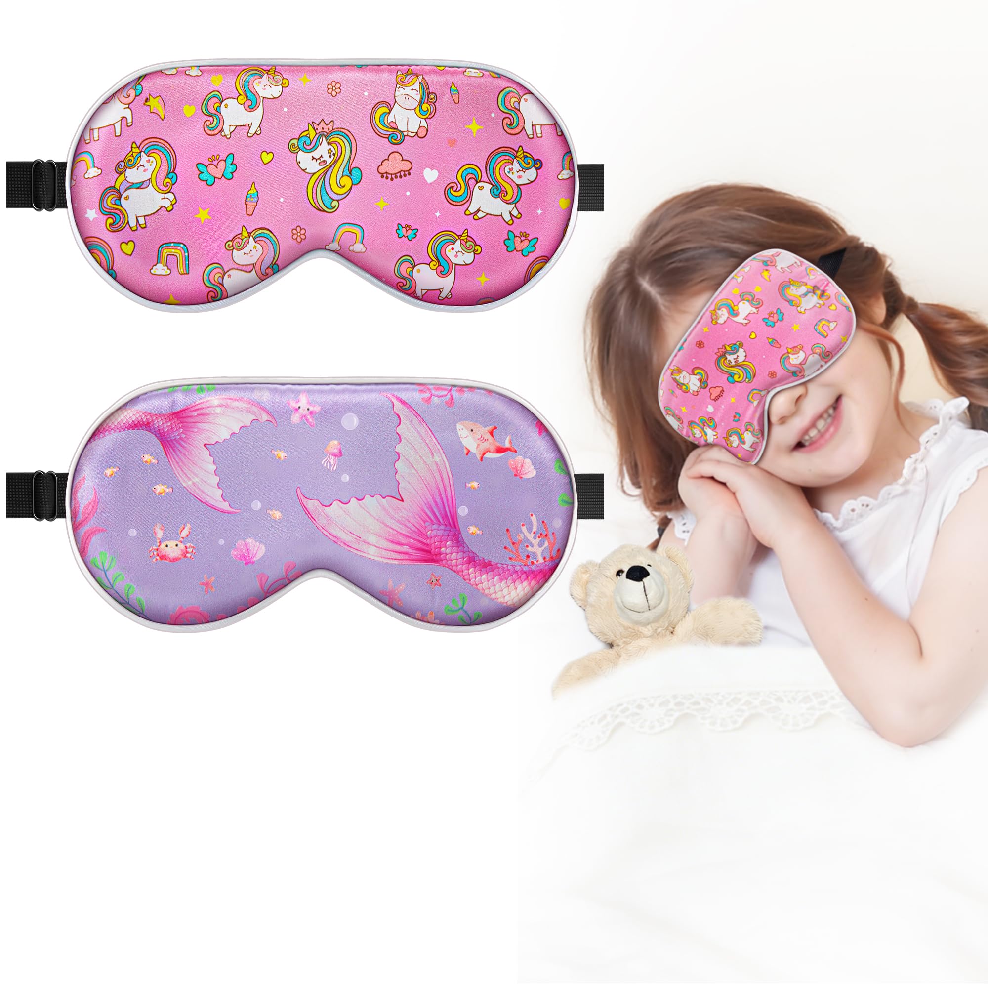 BeeVines masque en soie enfant Mermaid Ocean douceur et occultation totale