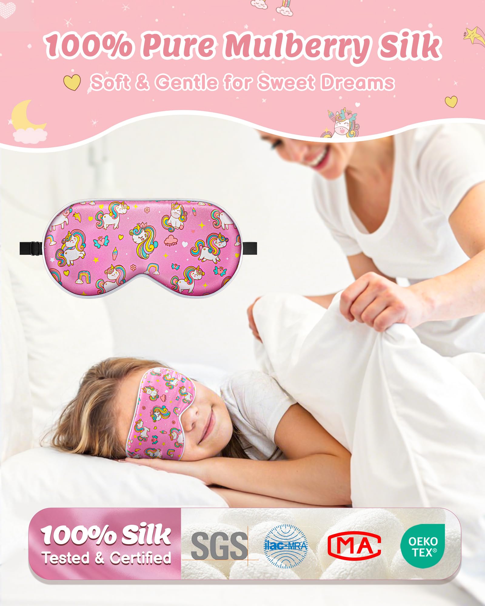 BeeVines masque en soie enfant Pony Dreams design ludique et confort