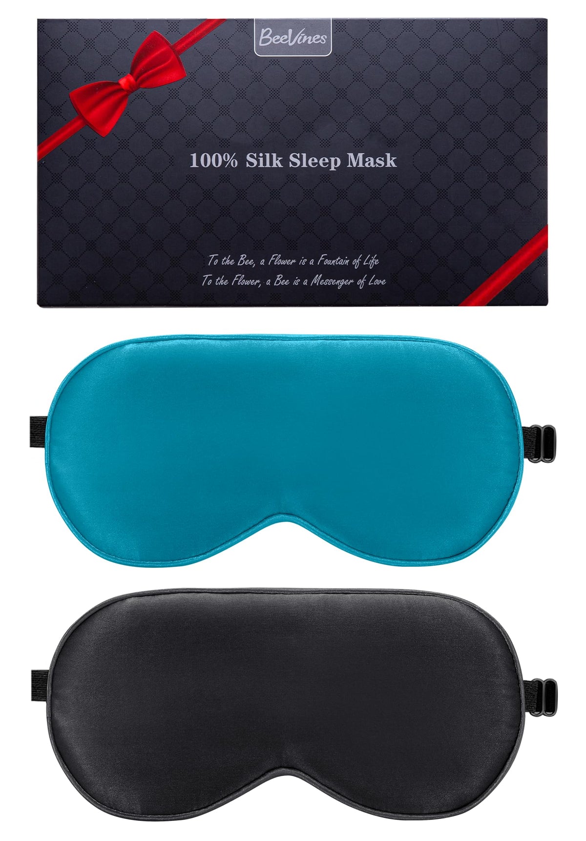 BeeVines masque soie mulberry – lot de deux, design élégant et bloc lumière