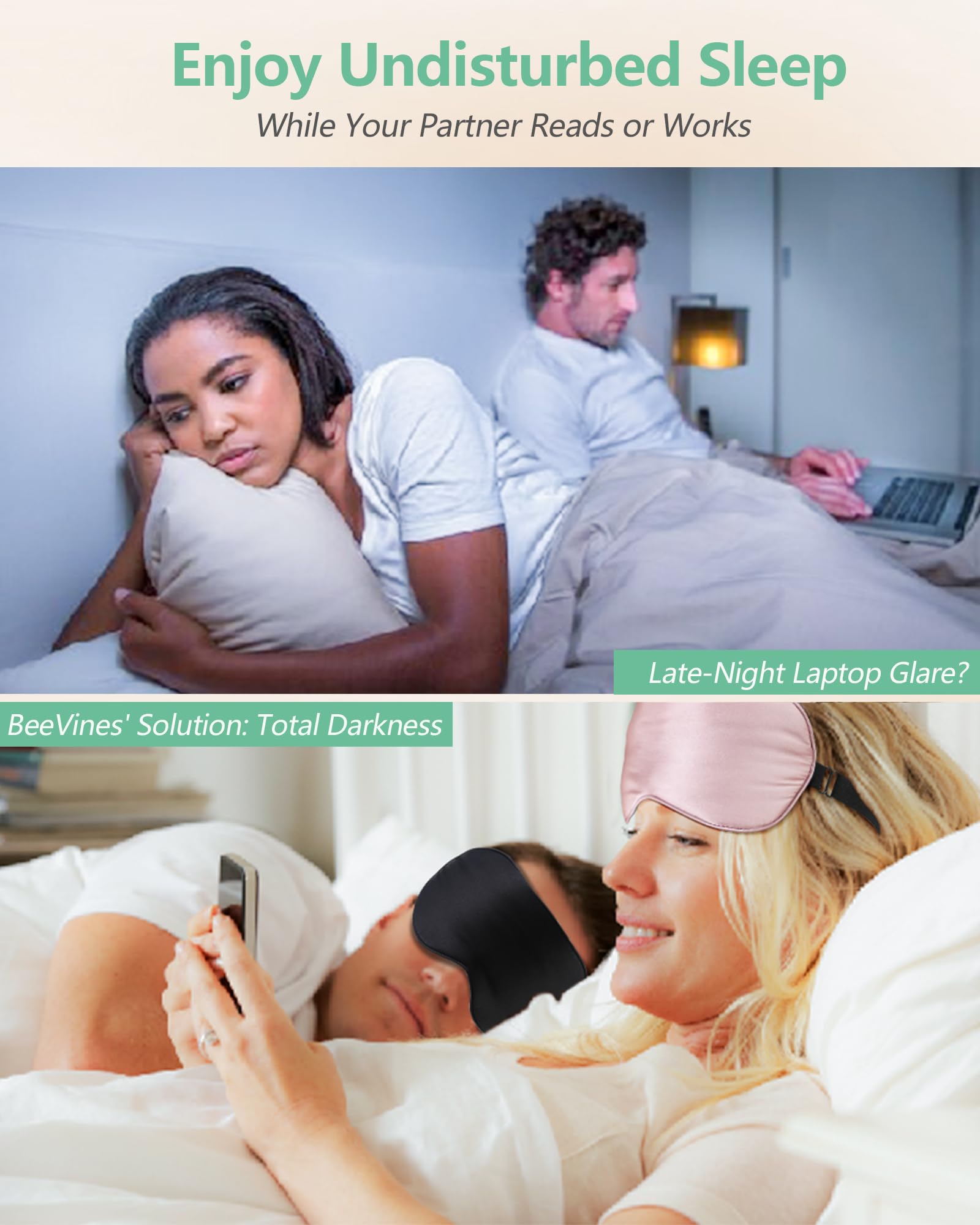 BeeVines masque sommeil polyvalent, parfait pour méditation et relaxation.