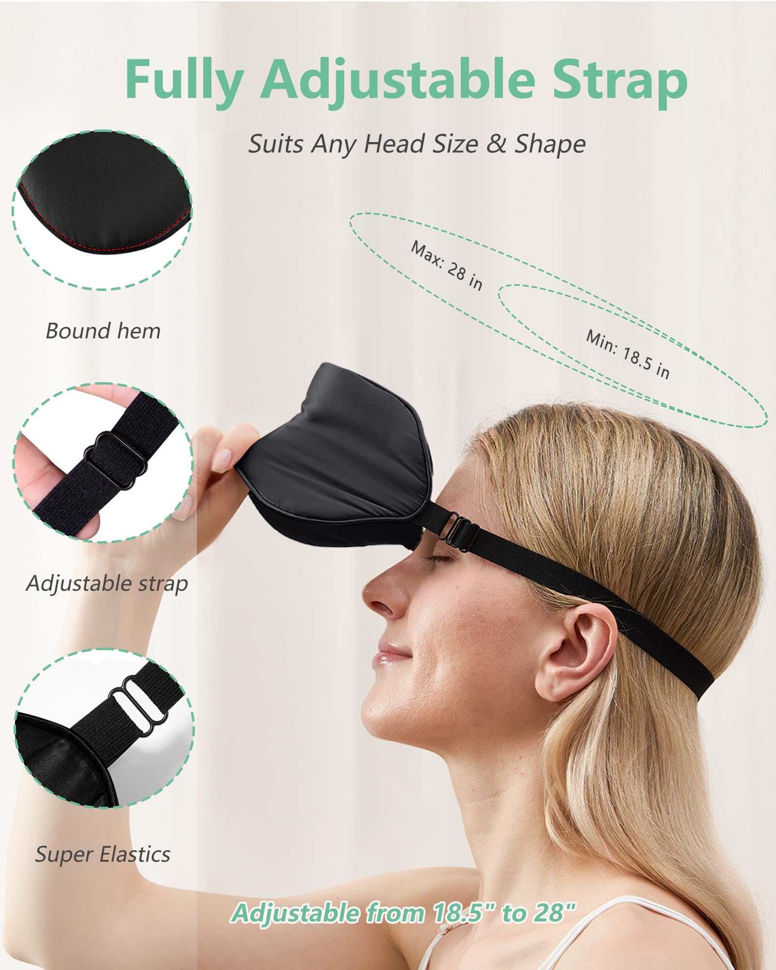 BeeVines masque yeux soie de mûrier voyage, léger et pratique en déplacement.