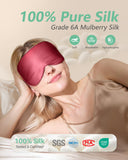 BeeVines masque yeux soie mulberry double-face rouge, aide au repos en voyage
