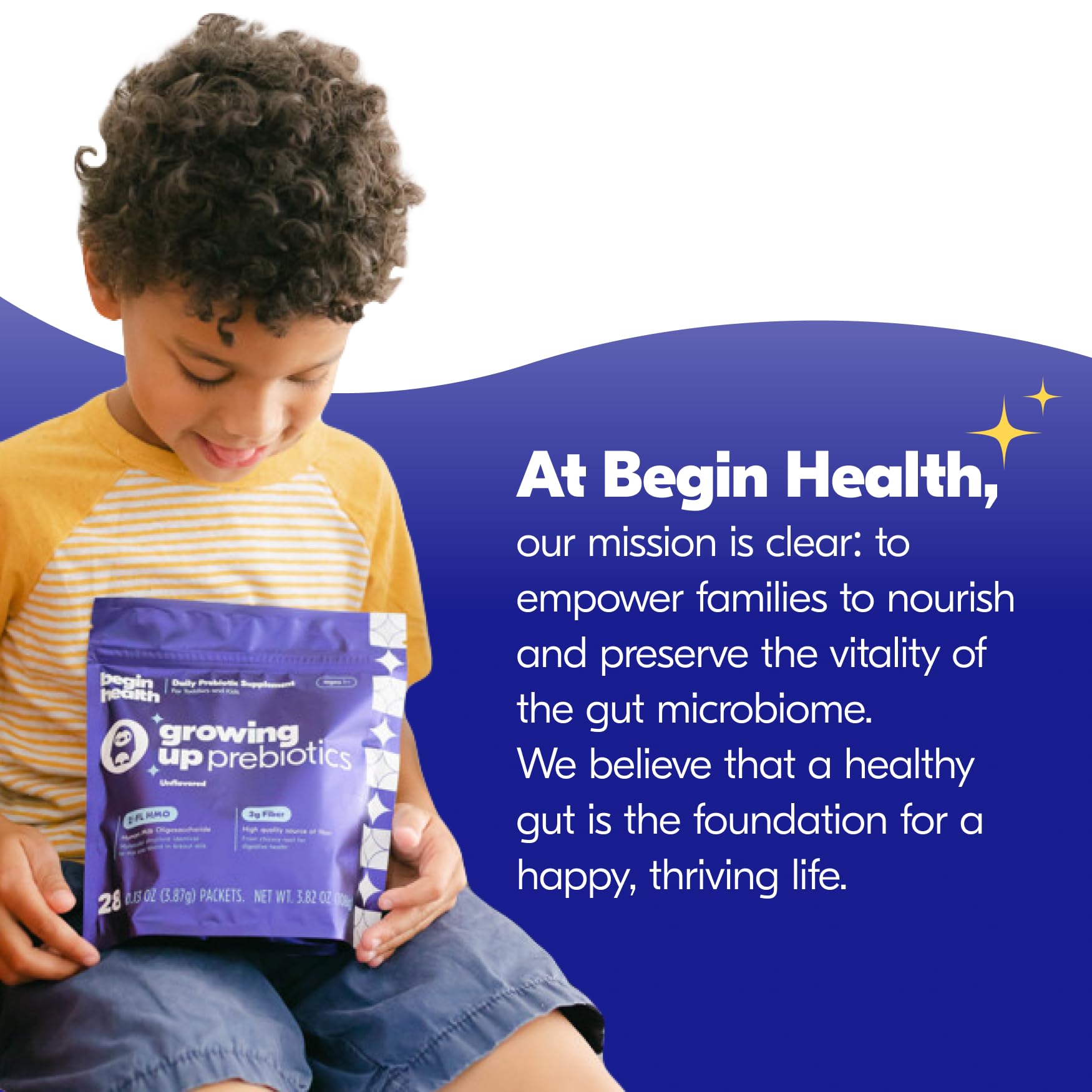 Begin Health Prébiotiques pour enfants testé par des tiers sans allergènes majeurs