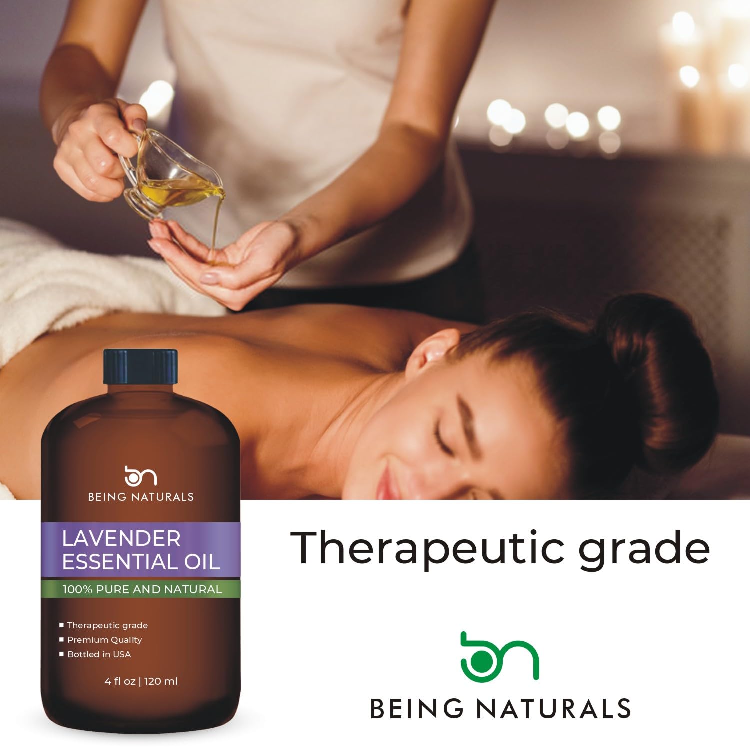 Being Naturals Lavande — bouteille 4 oz pour diffusion, bain et massage