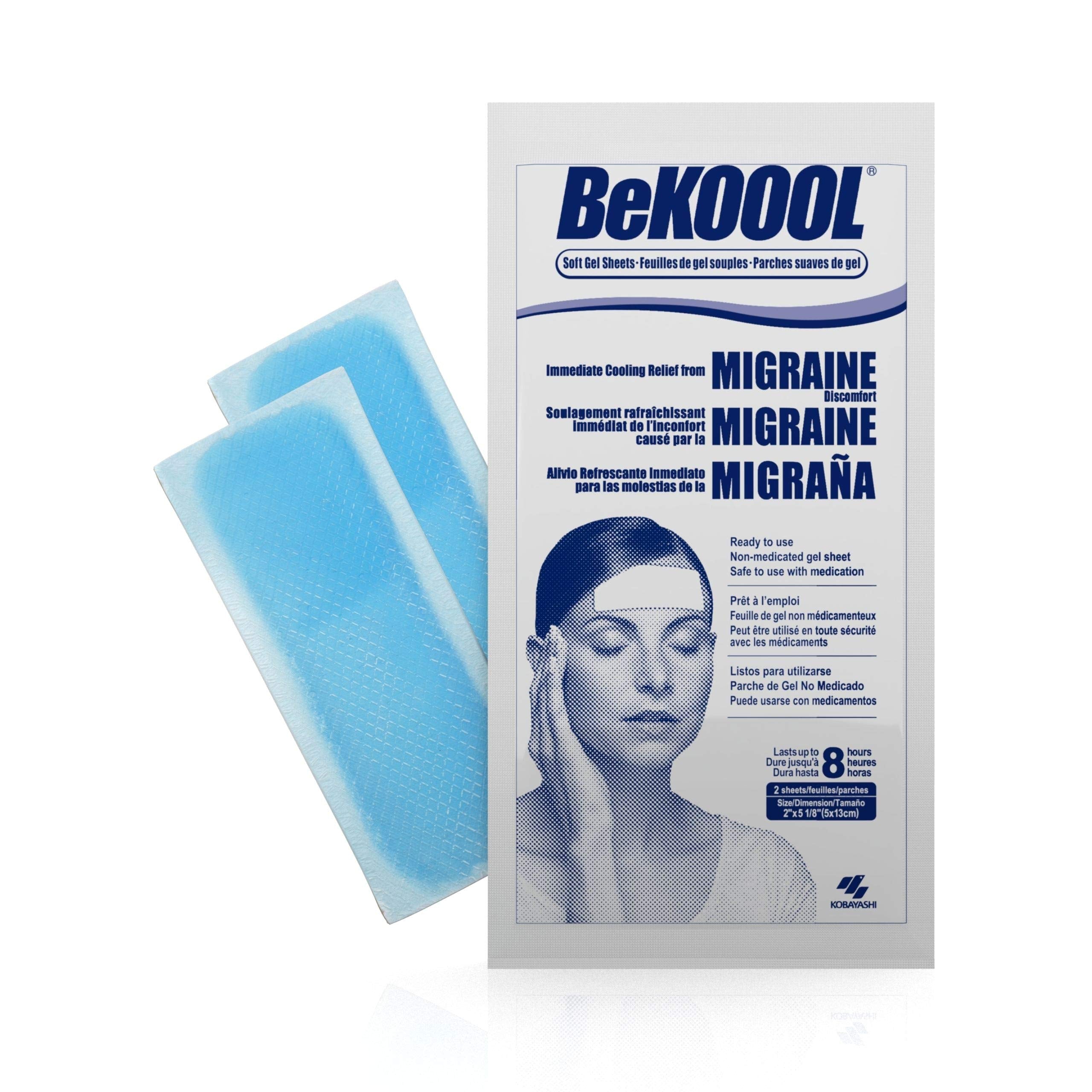BeKOOOL sur le cou, feuille-gel migraine discrète et apaisante.