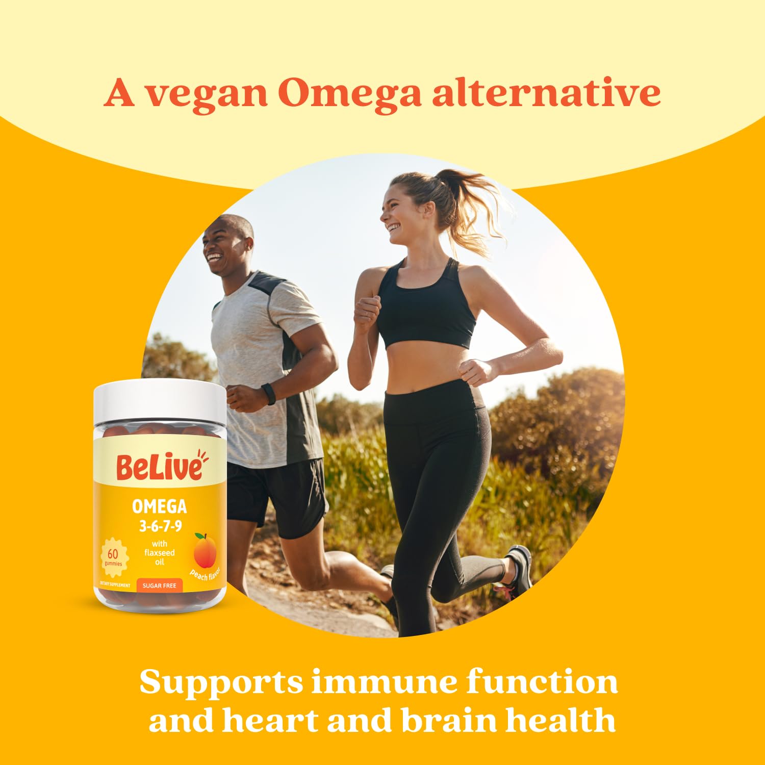 BeLive Gommes Omega3 emballage clair et présentation soignée.