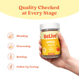 BeLive Gommes Omega3 saveur fruitée et texture agréable au quotidien.