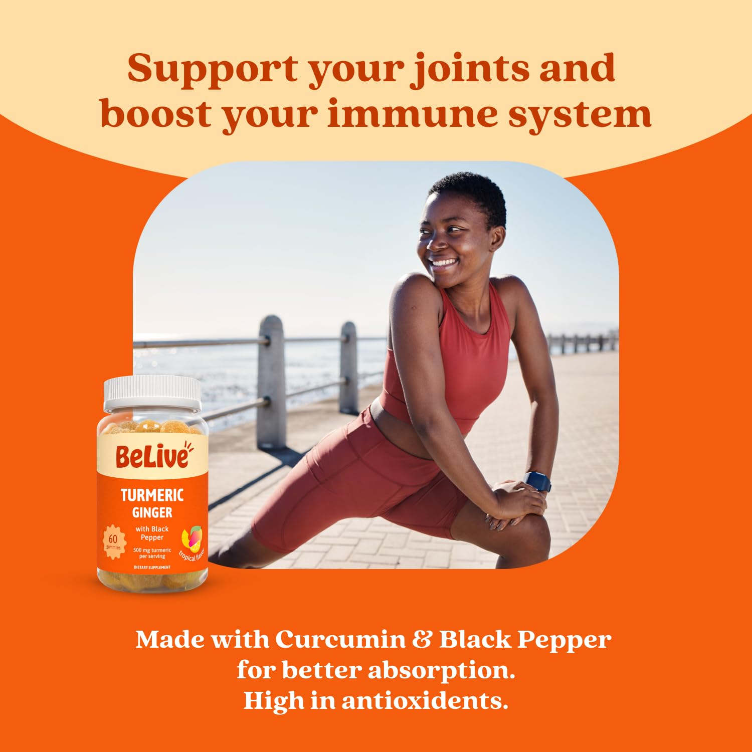 BeLive Turmeric Gummies: formulation améliorant l’absorption des actifs grâce au gingembre et poivre noir.