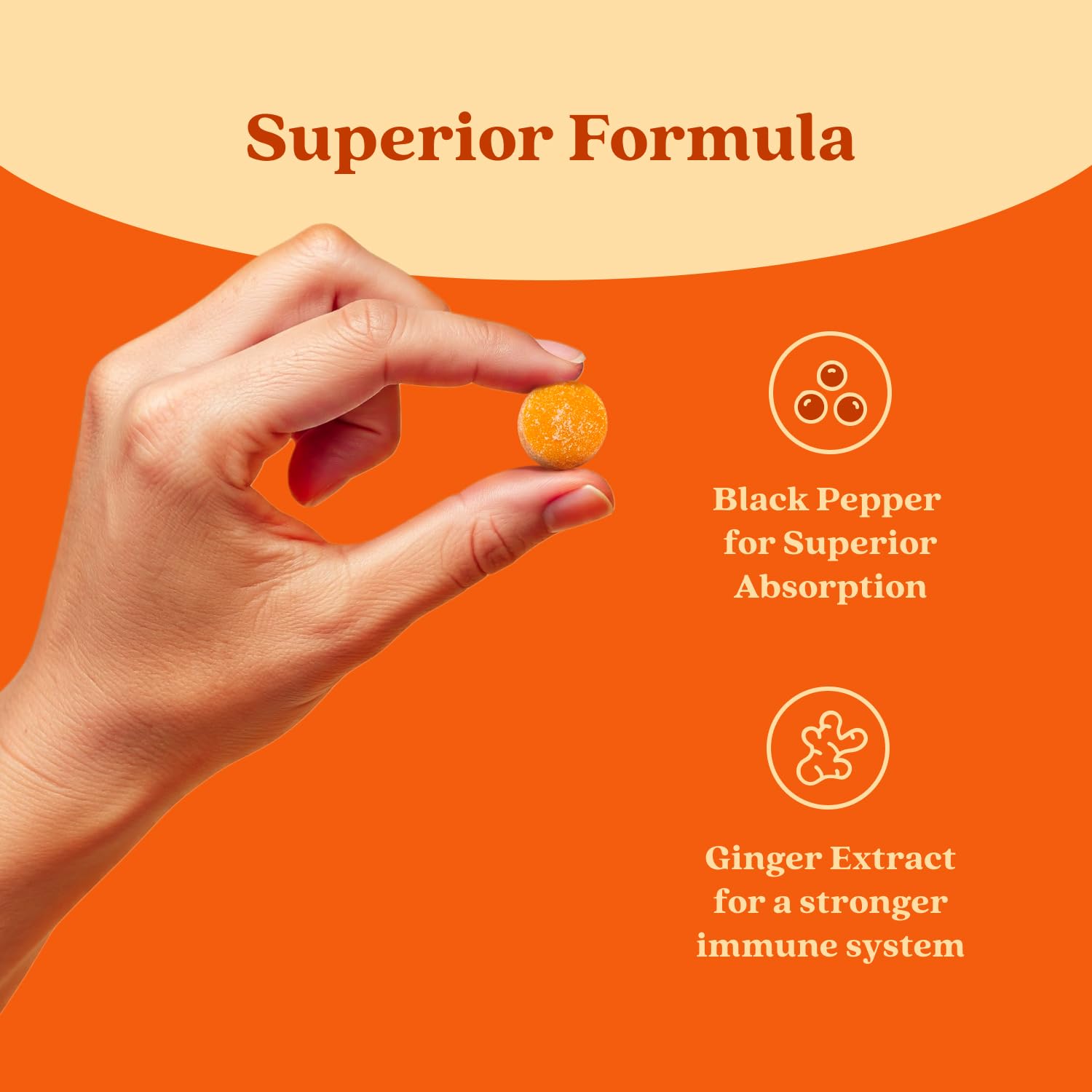 BeLive Turmeric Gummies: enrobage sablé qui limite la fonte des gommes.