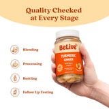 BeLive Turmeric Gummies: produit sans gluten et végan, adapté à divers régimes.