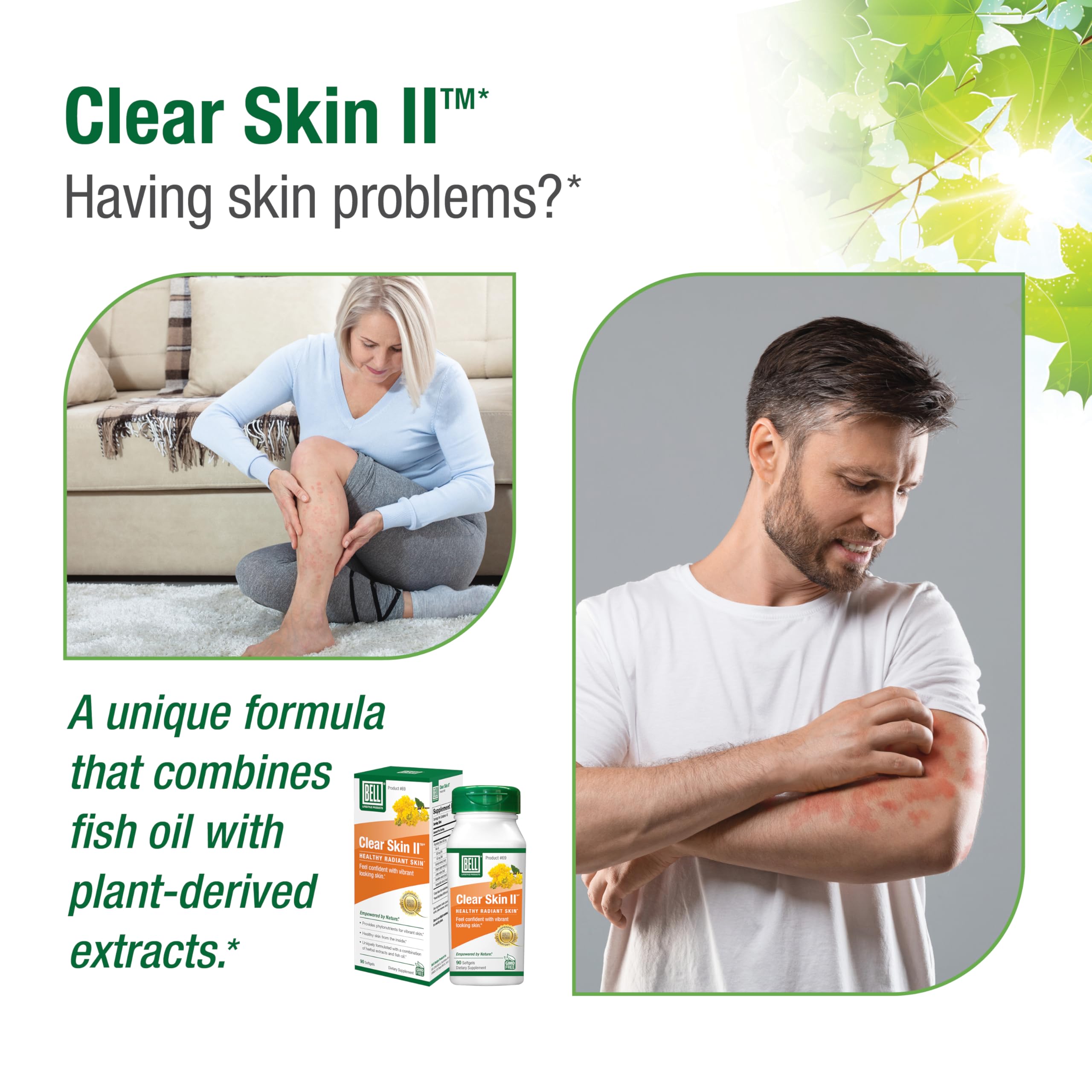 Comprimés Bell Clear Skin présentés dans leur emballage, outil pour une peau saine.