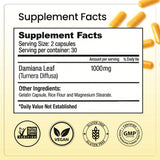 Bella All Natural Damiana – capsules, dosage quotidien facile pour routine.