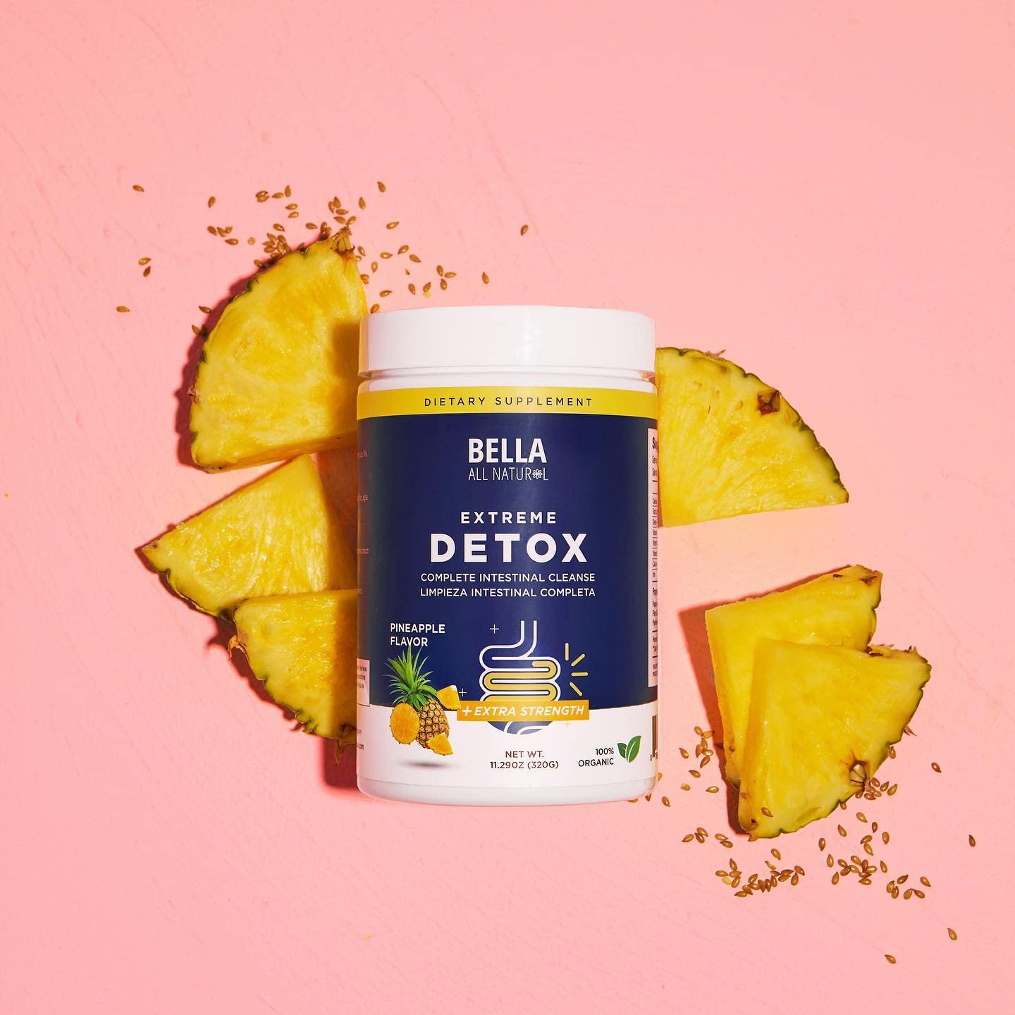 Bella All Natural Détox Extrême Poudre Ananas - emballage recyclable et respectueux