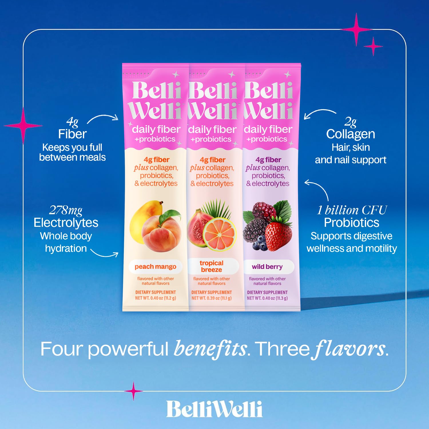 Belli Welli Fibre acacia biologique, poudre douce pour digestion et confort.