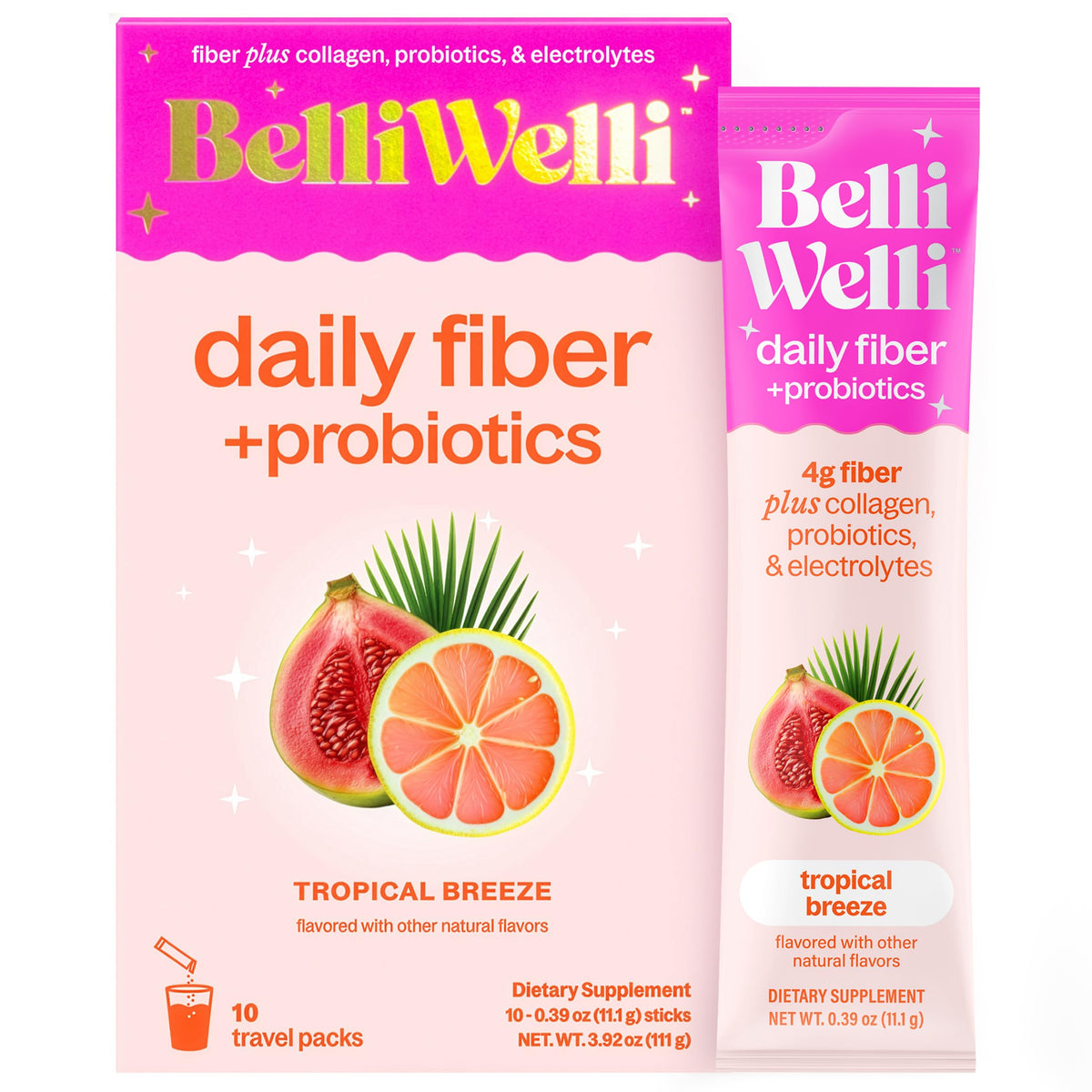 Belli Welli Fibre – emballage Brise tropicale, présentation élégante et attrayante.