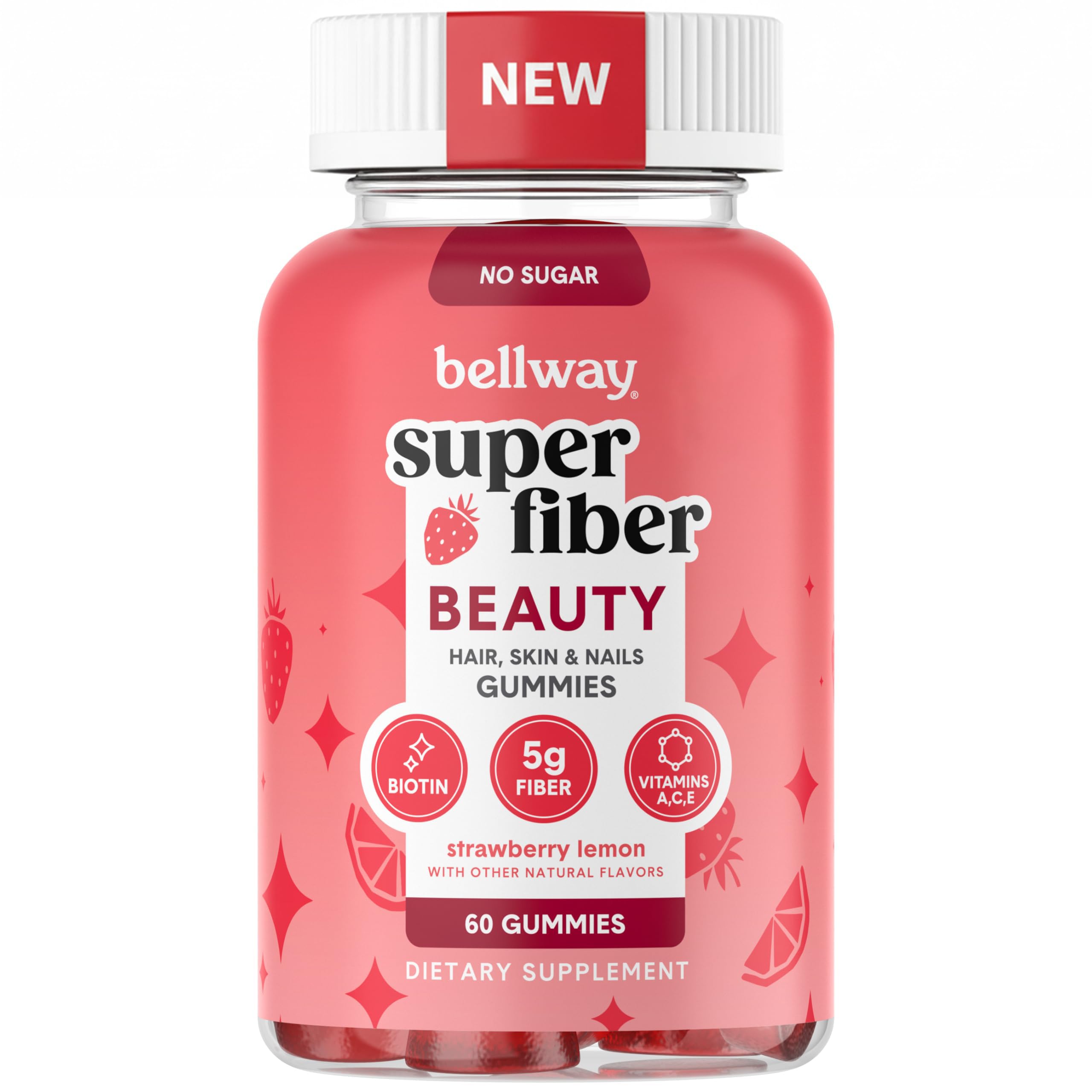 Bellway Gommes Super Fibre Beauty en bouteille, fibre prébiotique pour digestion et éclat