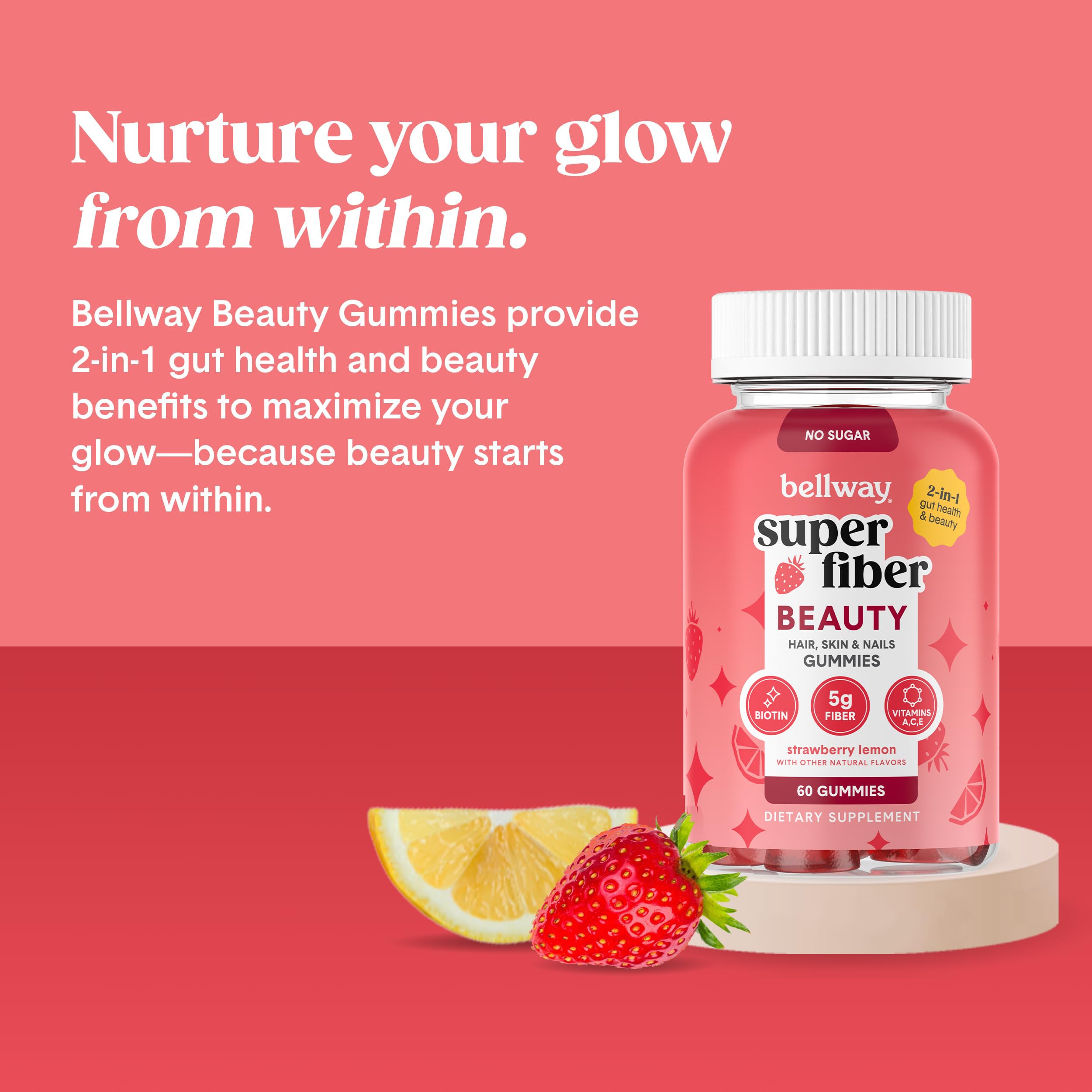 Gommes Bellway avec vitamines A, C et E pour soutenir peau et teint