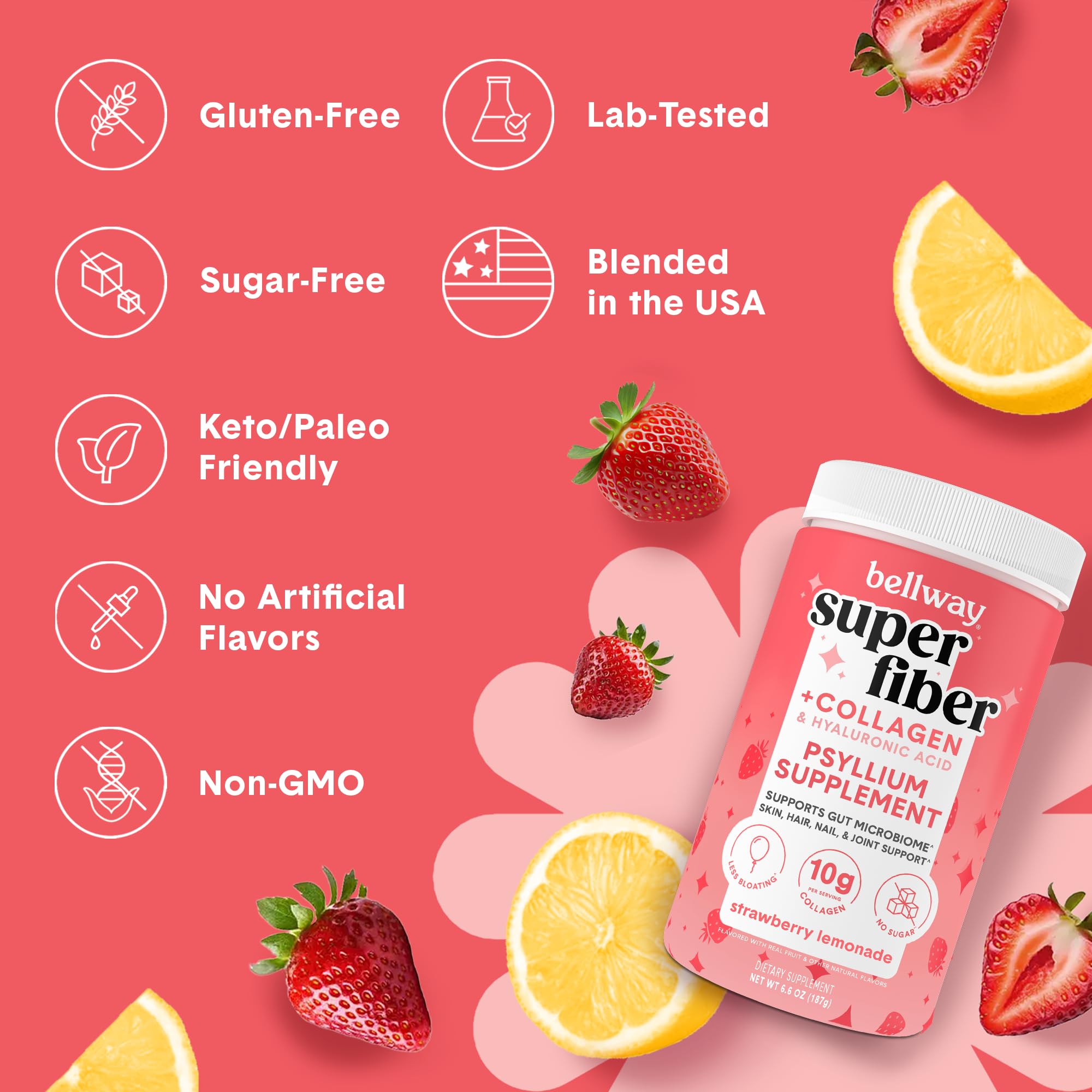 Bellway Super Fiber étiquette sans sucre, compatible paleo et keto