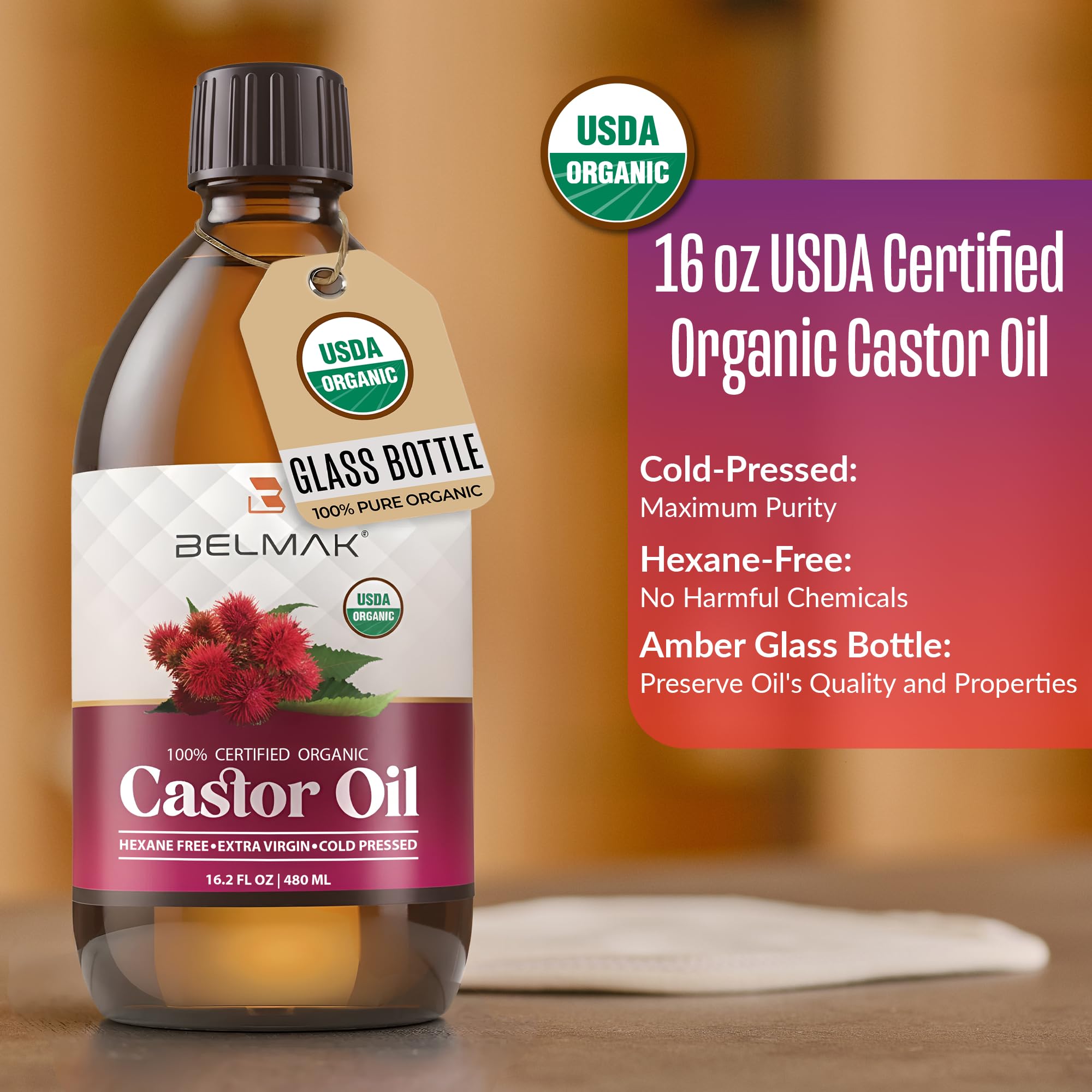 BELMAK Pack Castor Oil Wrap : pads coton biologique, application douce et ciblée