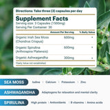 Étiquette Belmonia Sea Moss: informations nutritionnelles et micronutriments clés.