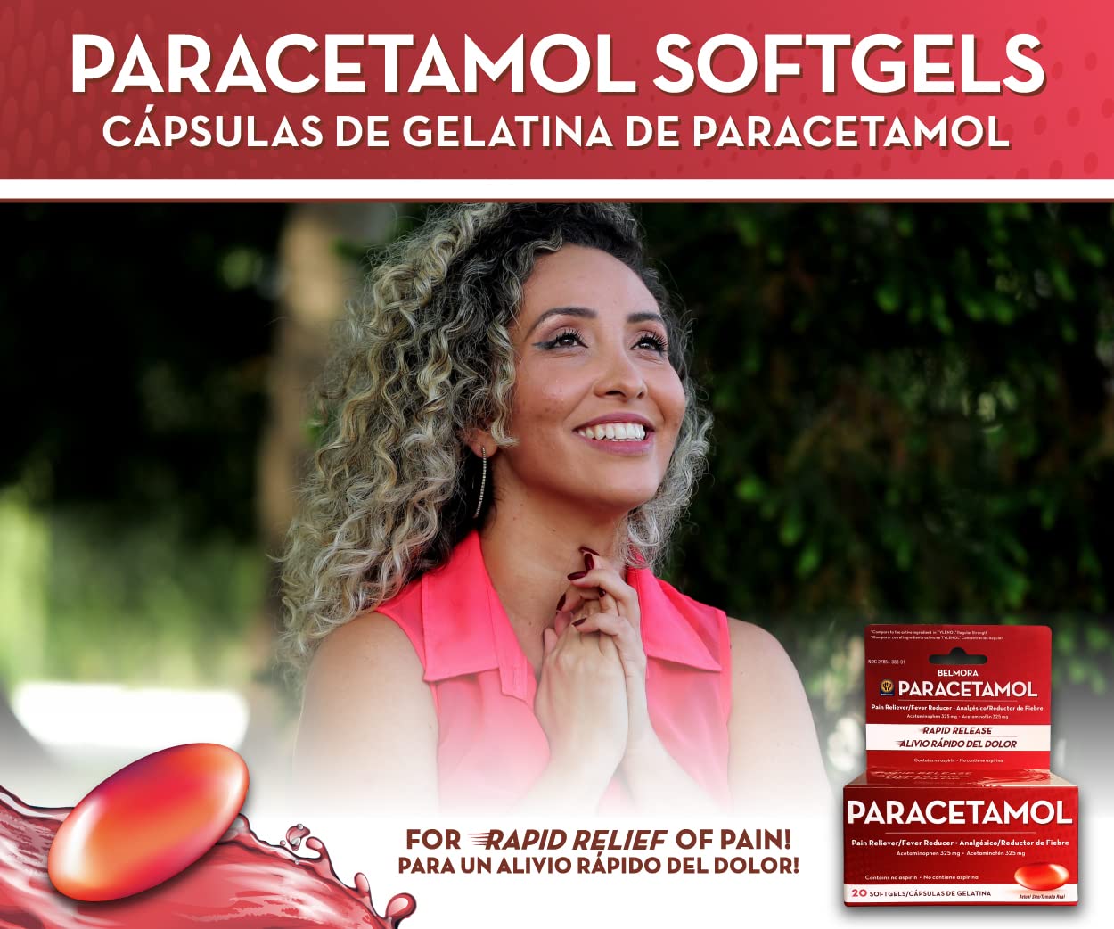 Belmora Paracétamol: gélules liquides pour douleurs musculaires.