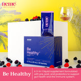 BeMe Probiotiques liquides saveur framboise, sachet portable pour emporter.