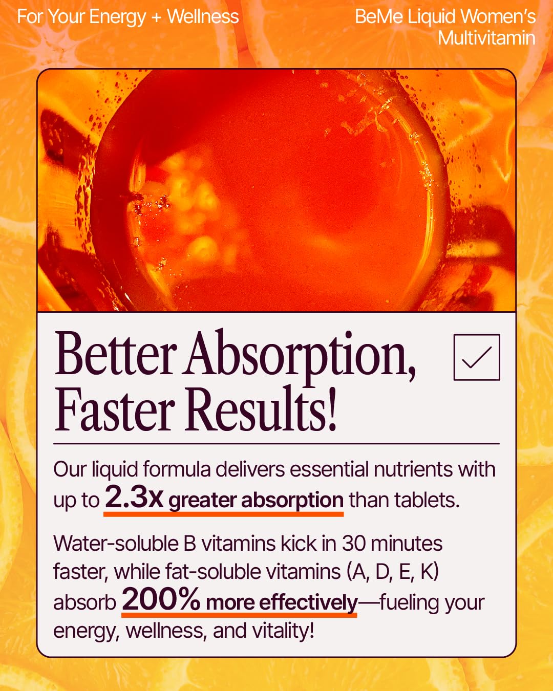 BeMe verre de liquide orange prêt à consommer