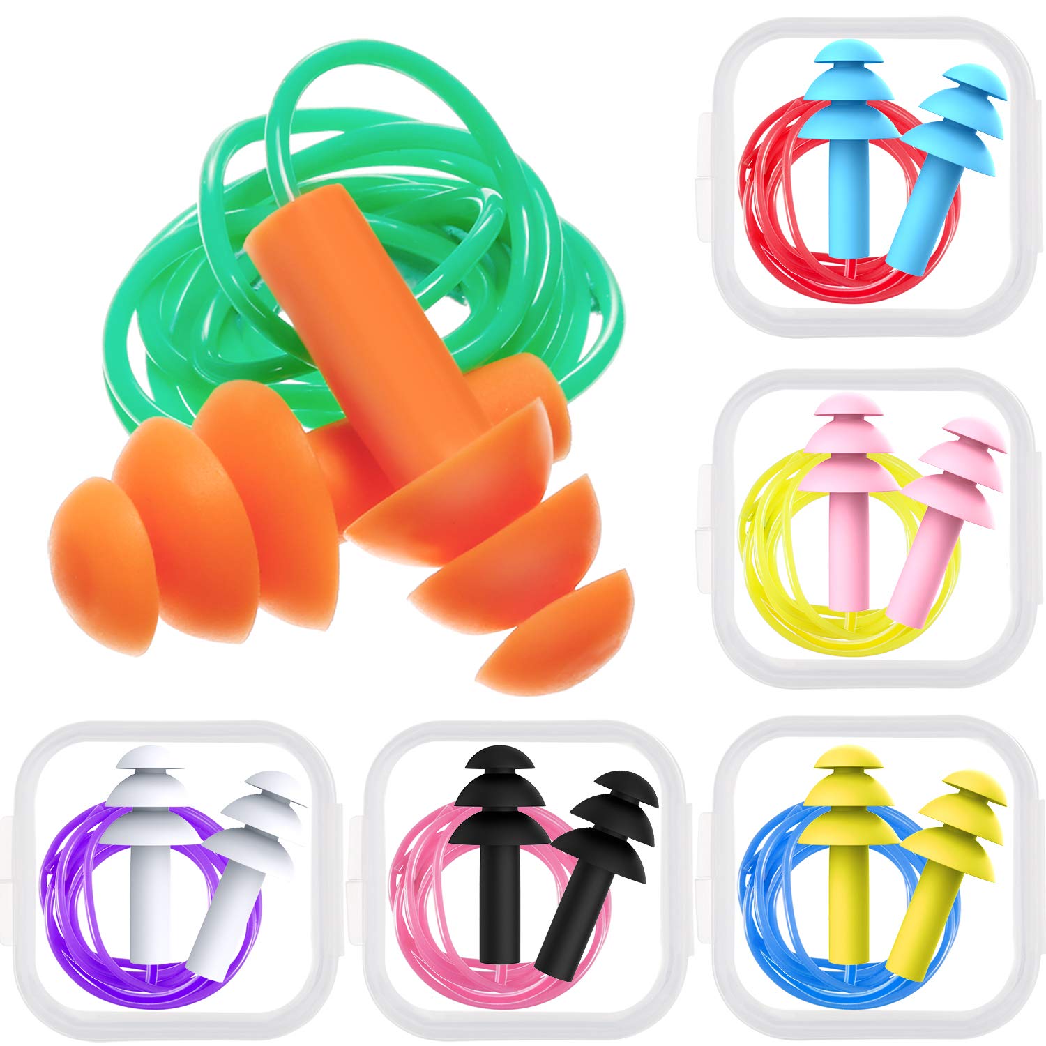 Bememo bouchons d'oreilles à corde, six couleurs, identification rapide et rangement pratique.