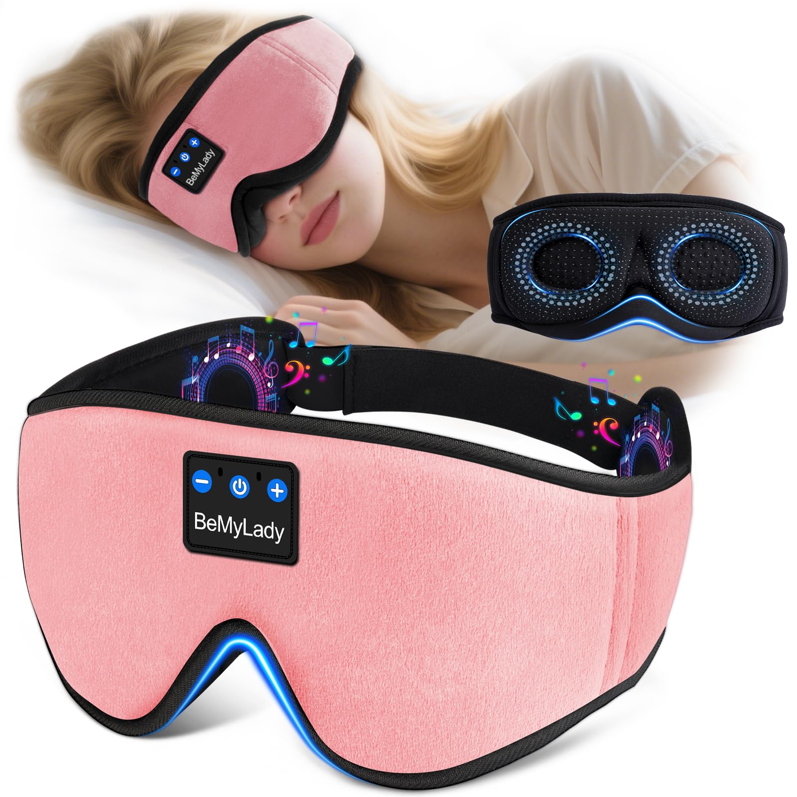 BeMyLady masque-sommeil avec écouteurs intégrés: bloque lumière et bruit pour sommeil profond.