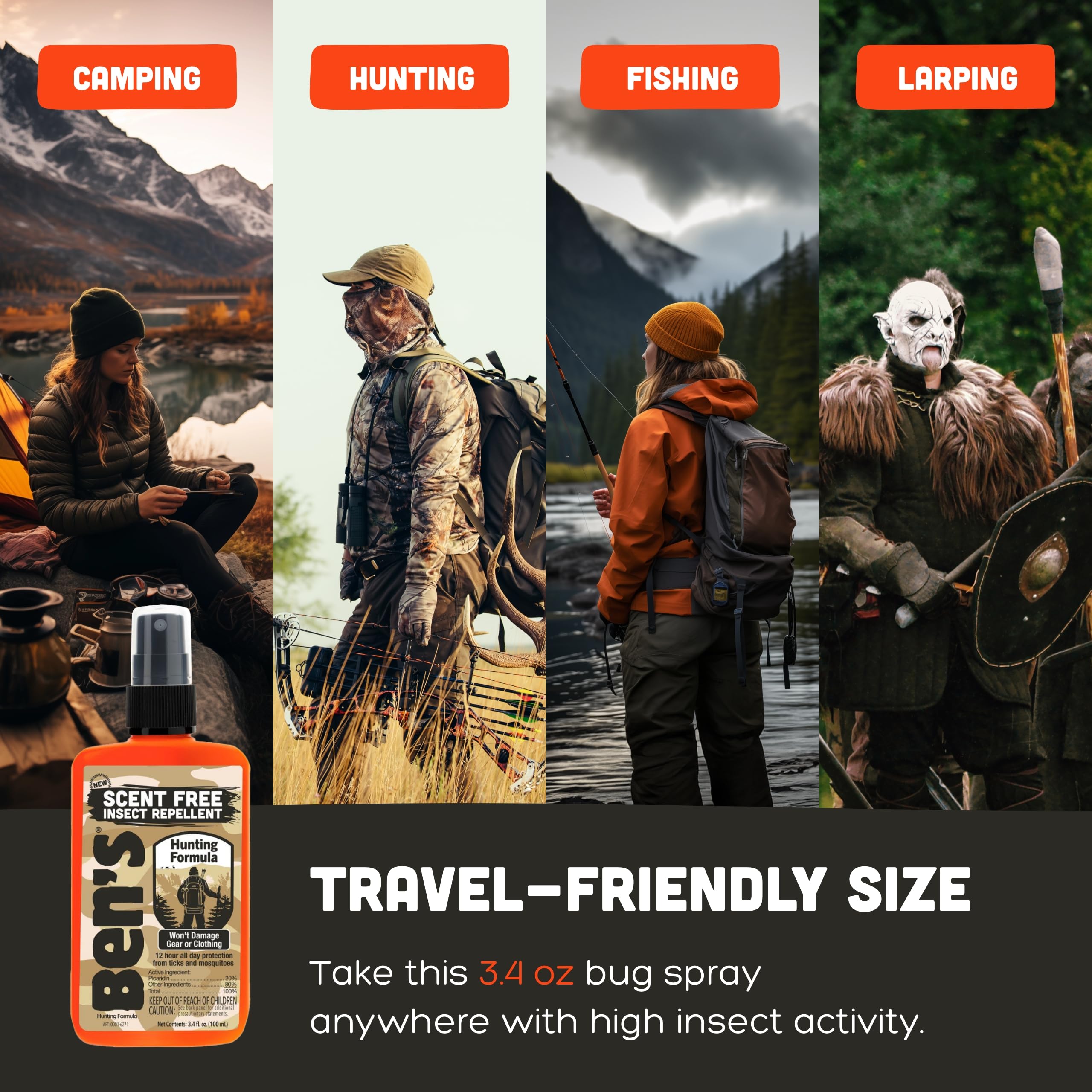 Ben's Hunting Formula compatible avec vêtements et matériel outdoor.