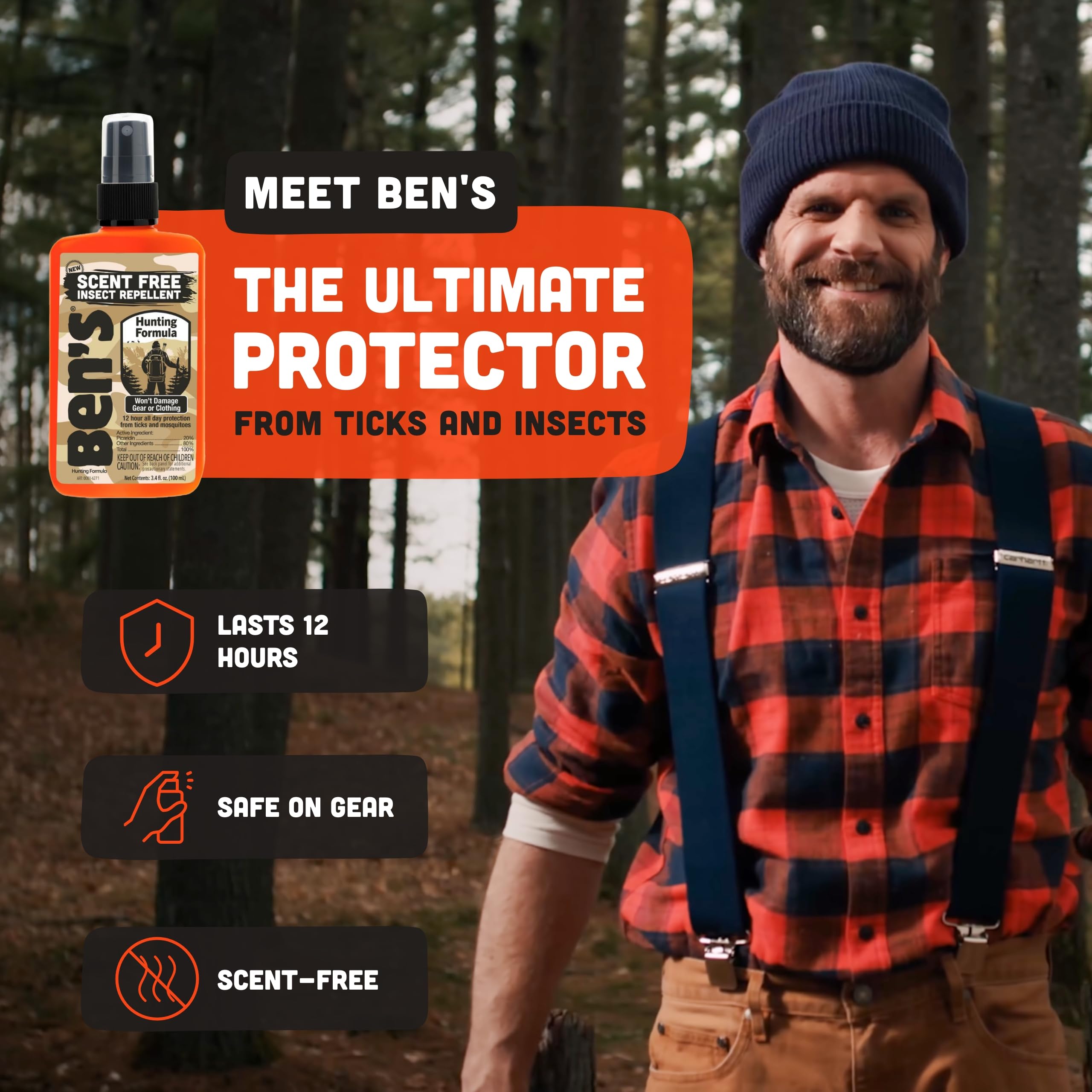 Ben's Hunting Formula offre une protection anti-tiques jusqu'à 12 heures.