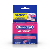 Benadryl Ultratabs paquets pratiques voyage et déplacements.